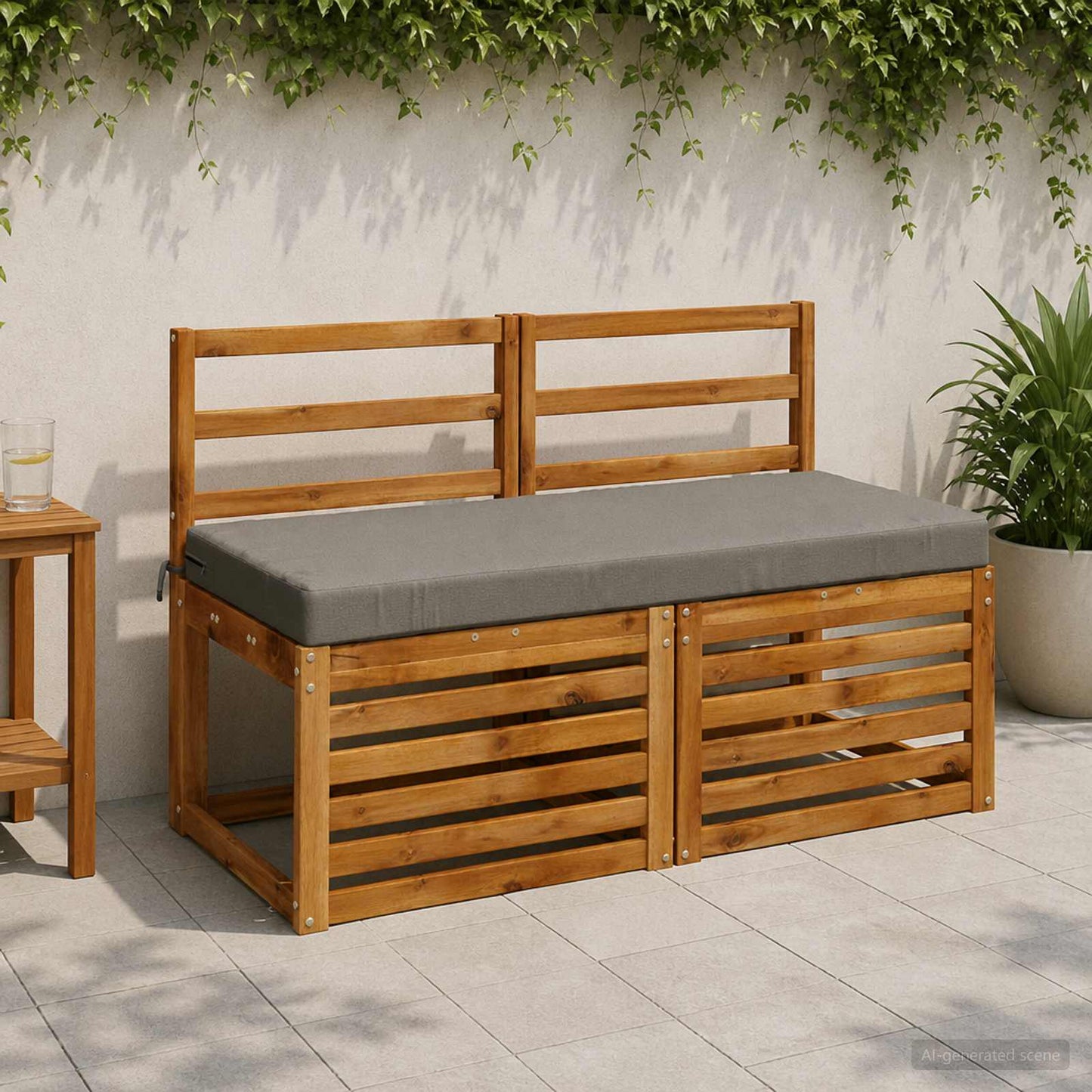 Bench Cushion SOEST 100% Polyester Grey 120 x 50 x 8 cm