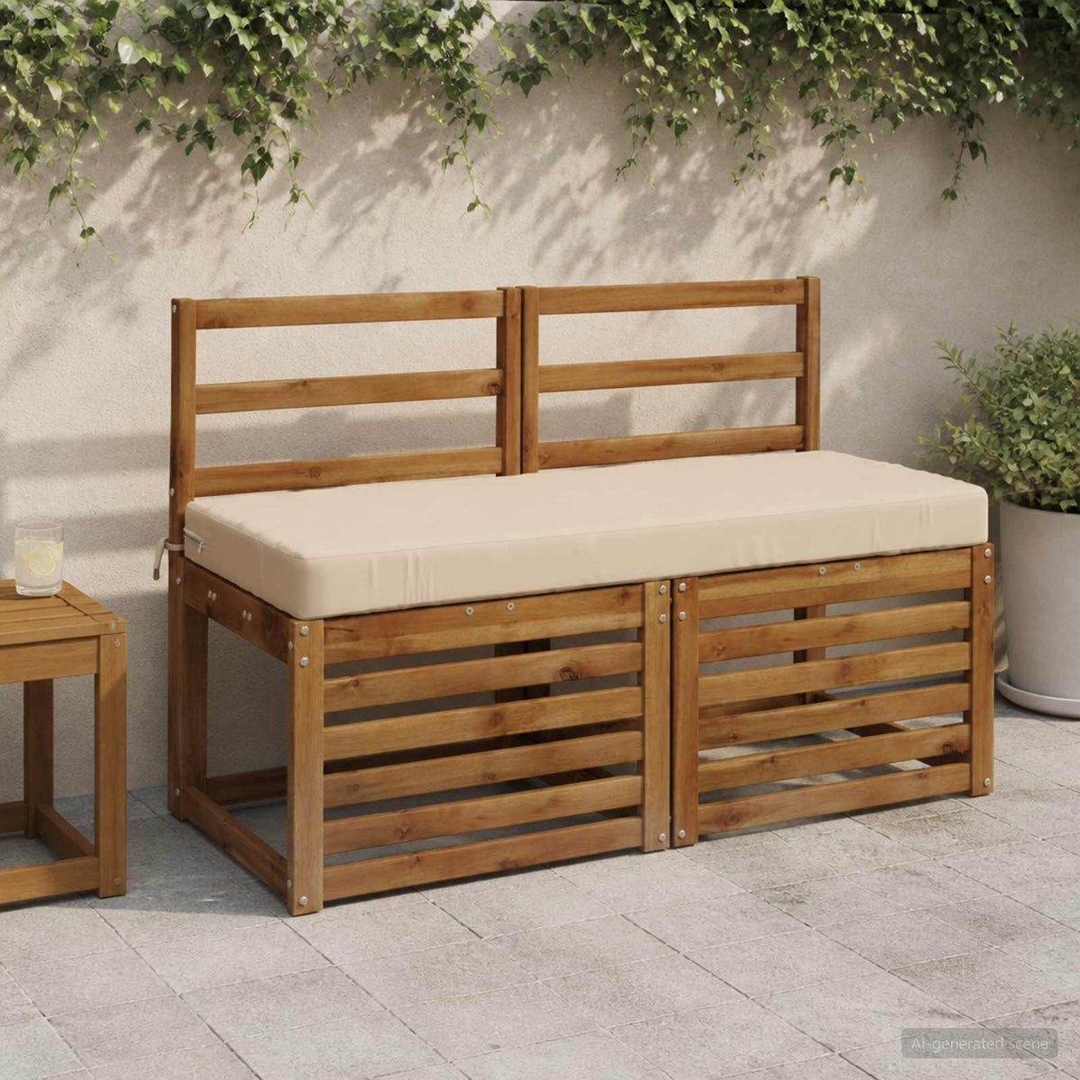 2-Piece Bench Cushions SOEST 2 pcs 100% Polyester Cream