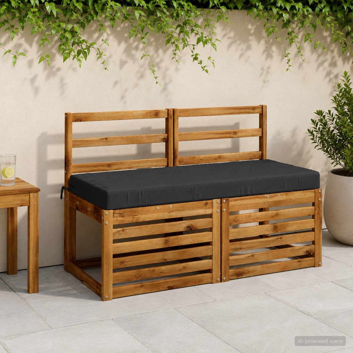 Bench Cushion SOEST 100% Polyester Anthracite 120 x 50 x 8 cm