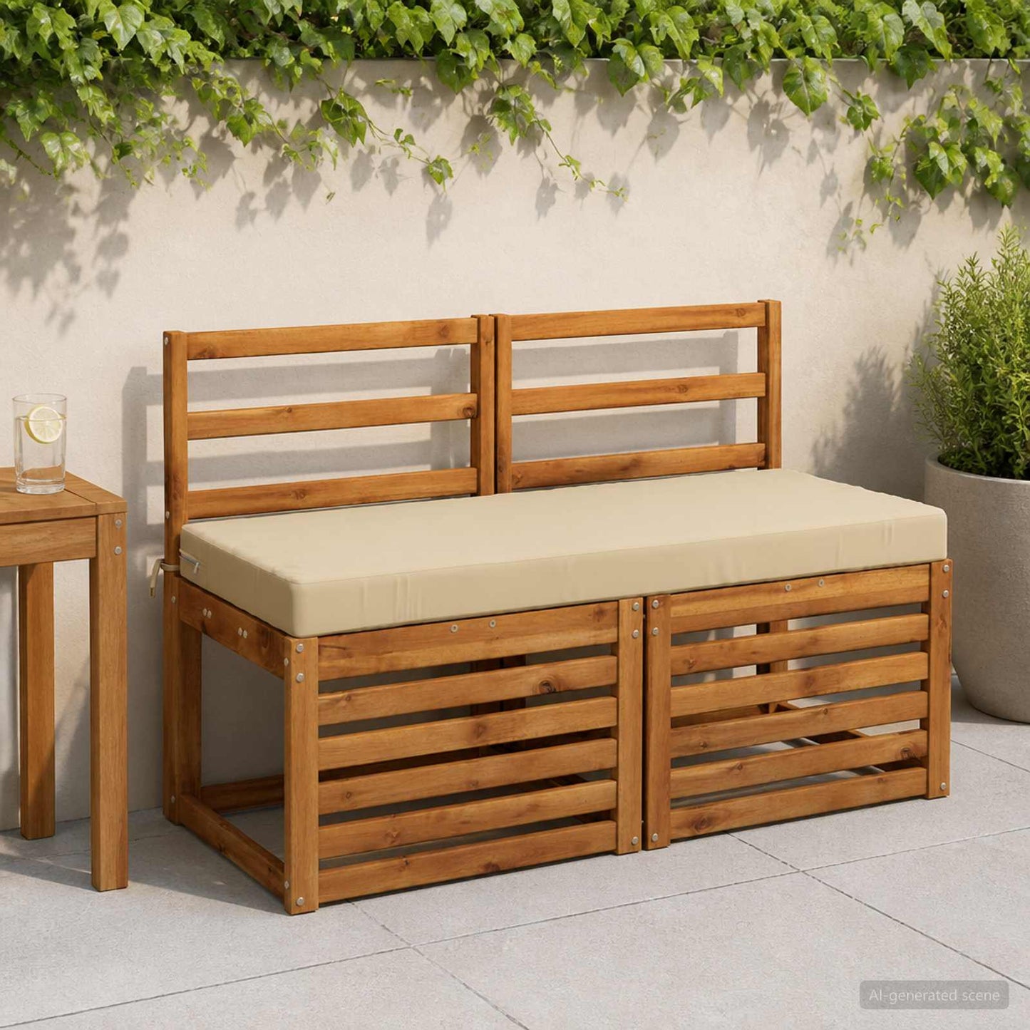 Bench Cushion SOEST 100% Polyester Beige 120 x 50 x 8 cm