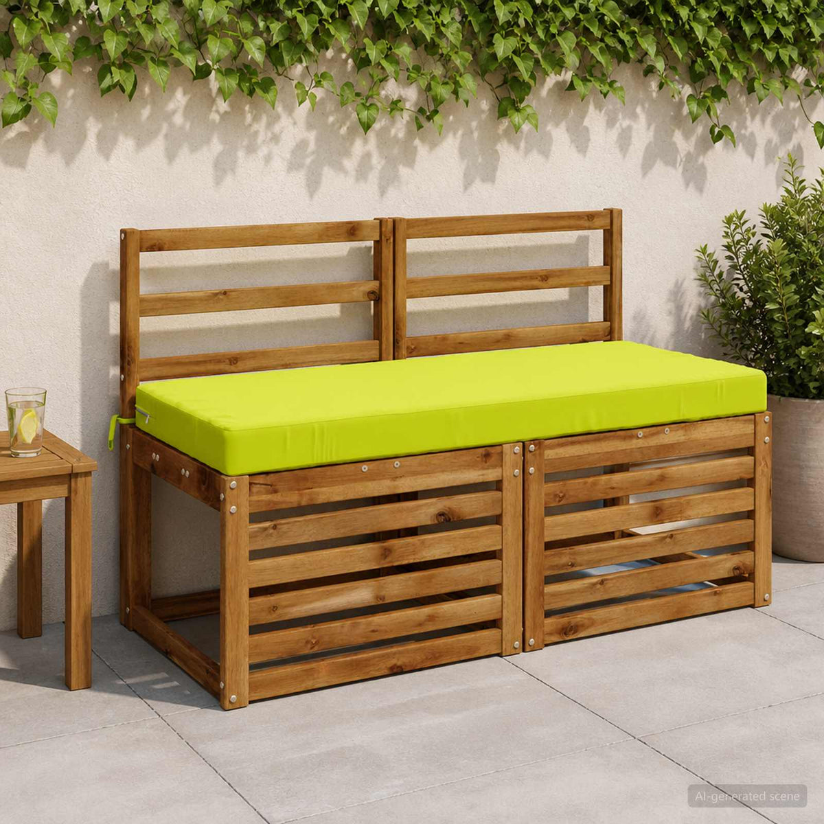 Bench Cushions SOEST 2 pcs 100% Polyester Bright Green
