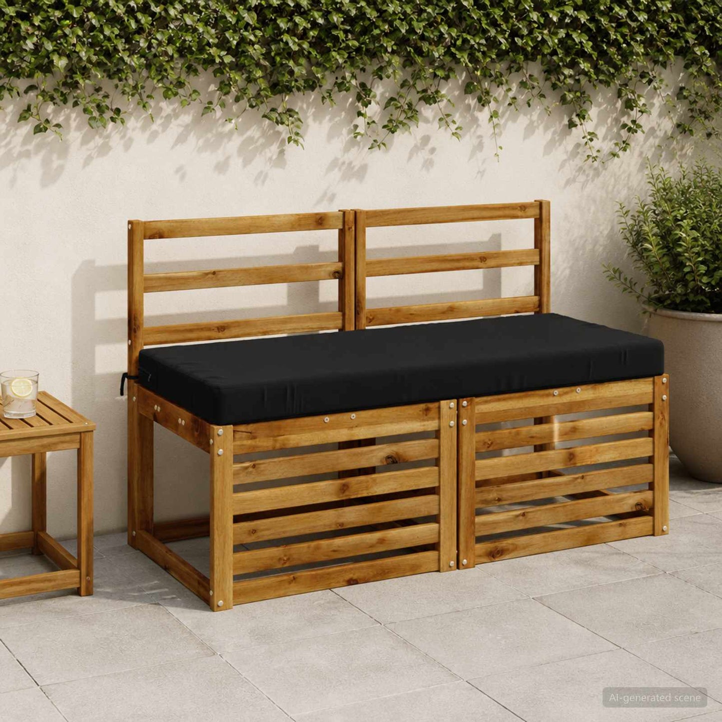 Bench Cushion SOEST 100% Polyester Black 110 x 50 x 8 cm