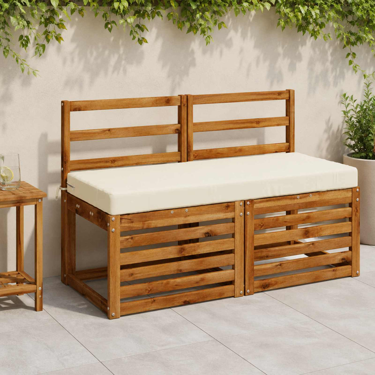 Bench Cushion SOEST 100% Polyester Cream 120 x 50 x 8 cm