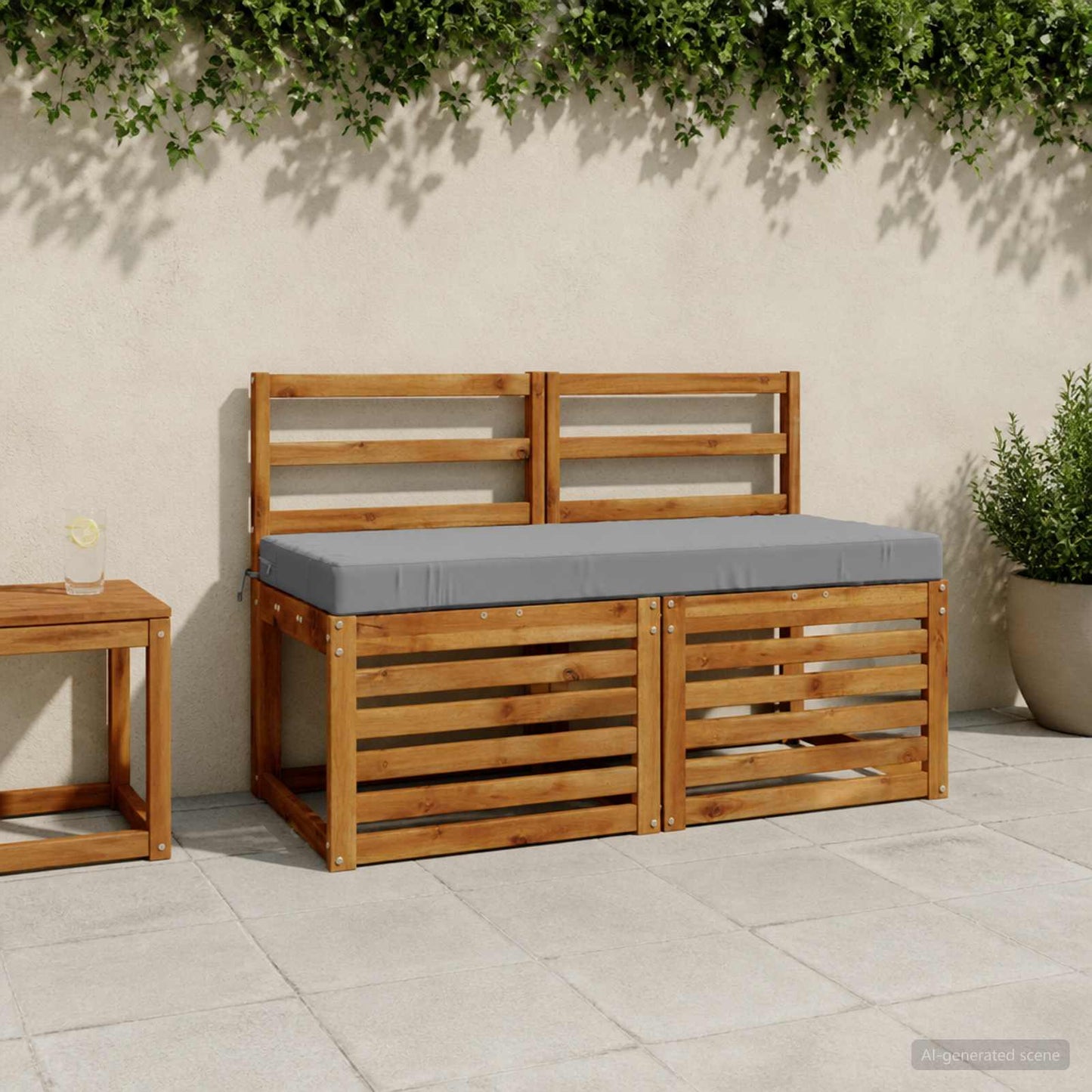 Bench Cushion SOEST 100% Polyester Grey 110 x 50 x 8 cm