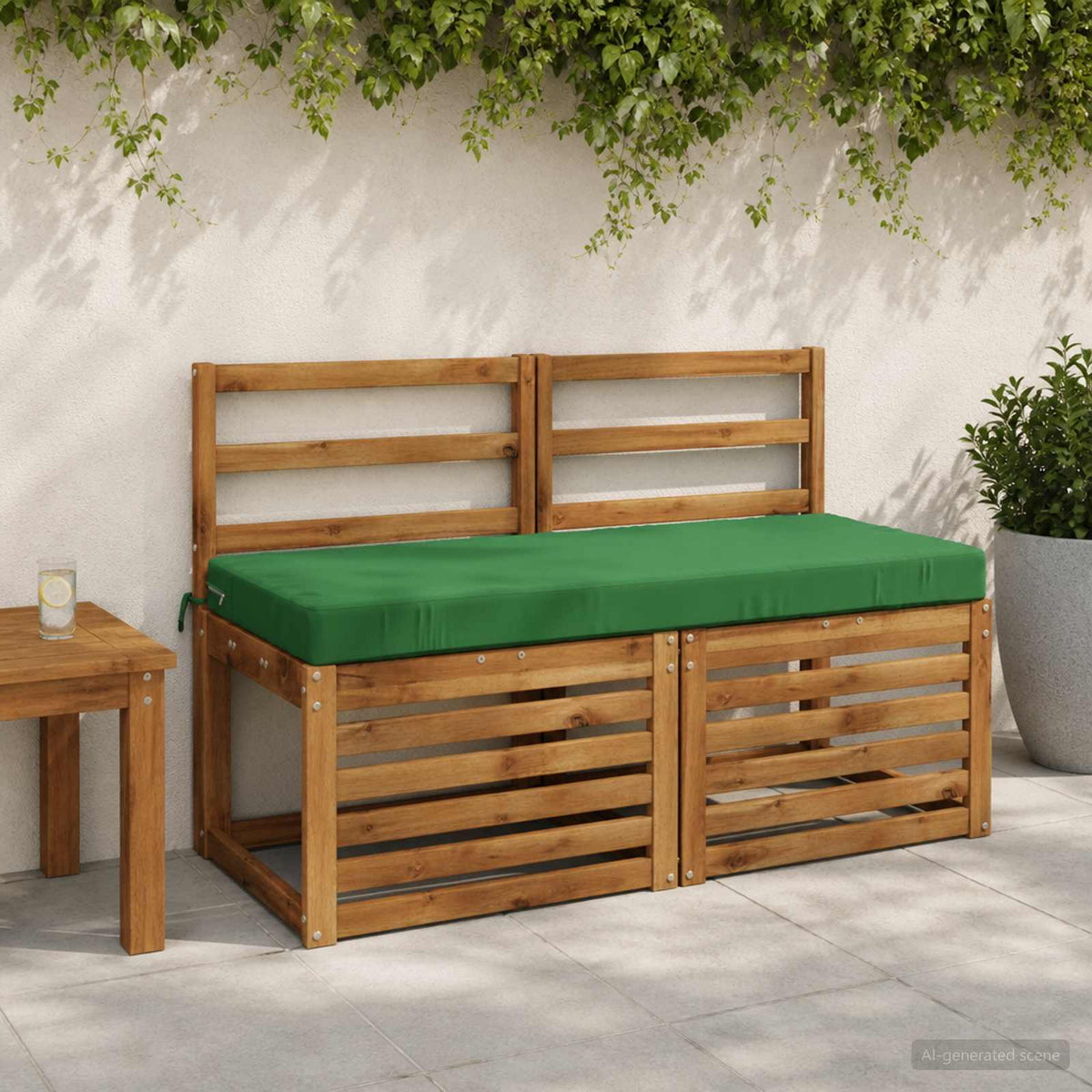 Bench Cushions SOEST 2 pcs 100% Polyester Green 120 x 50 x 8 cm