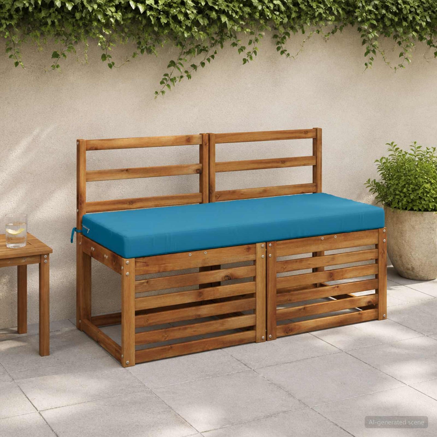Bench Cushion SOEST 100% Polyester Light Blue 120 x 50 x 8 cm