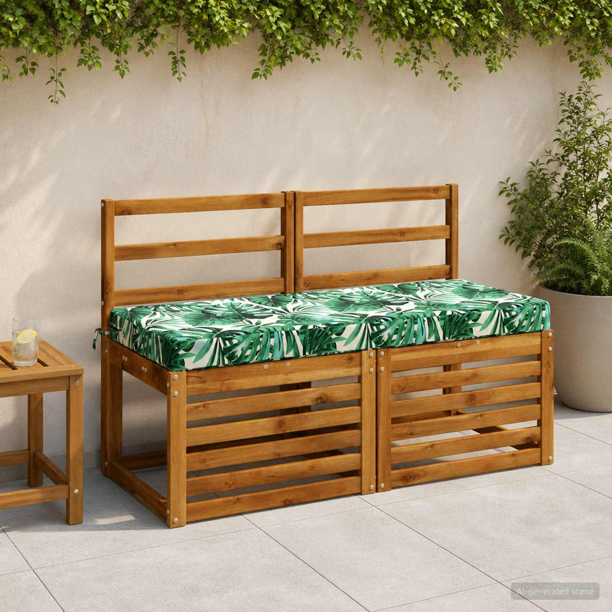 Bench Cushion SOEST 100% Polyester Leaf Pattern 120 x 50 x 8 cm