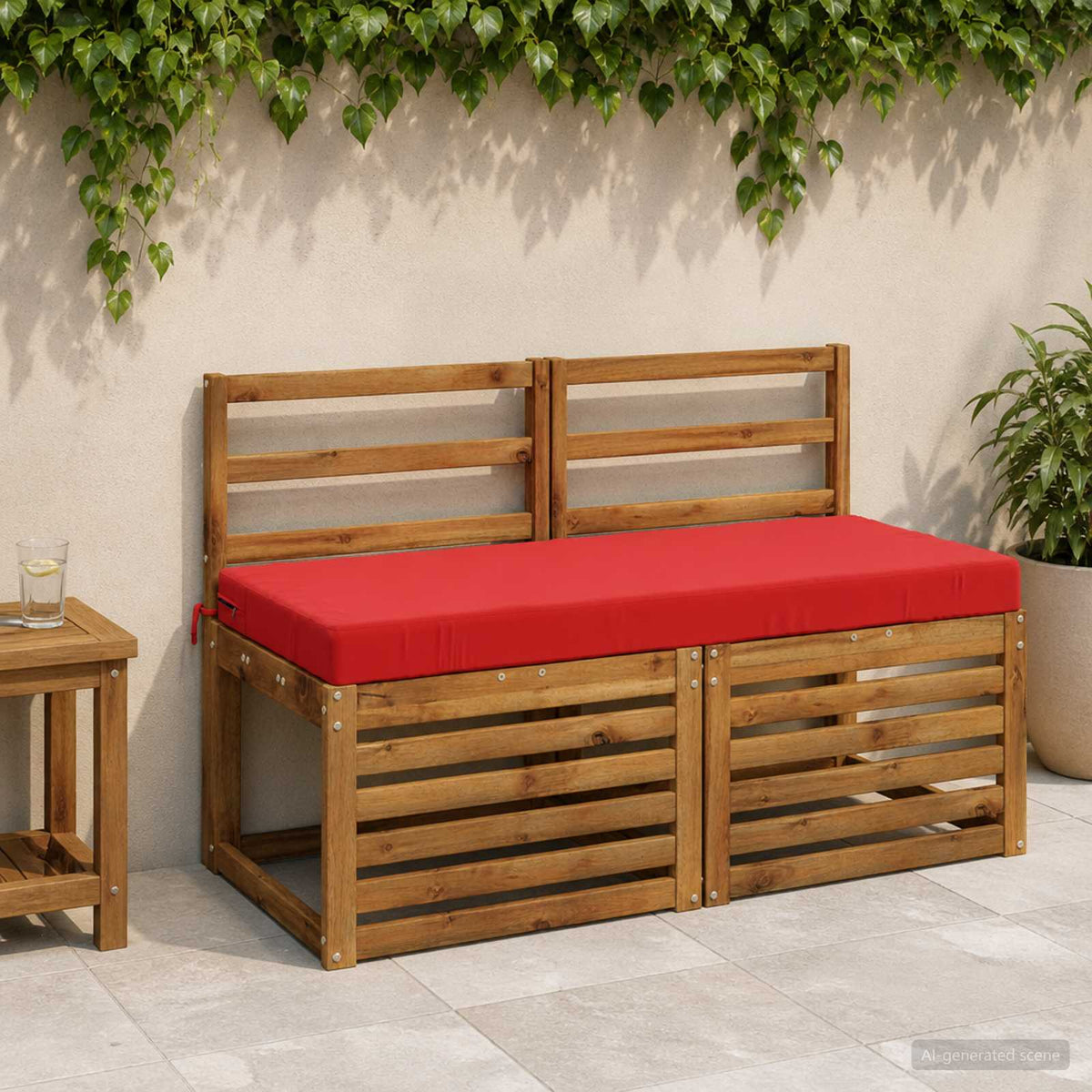 Bench Cushion SOEST 100% Polyester Red 110 x 50 x 8 cm