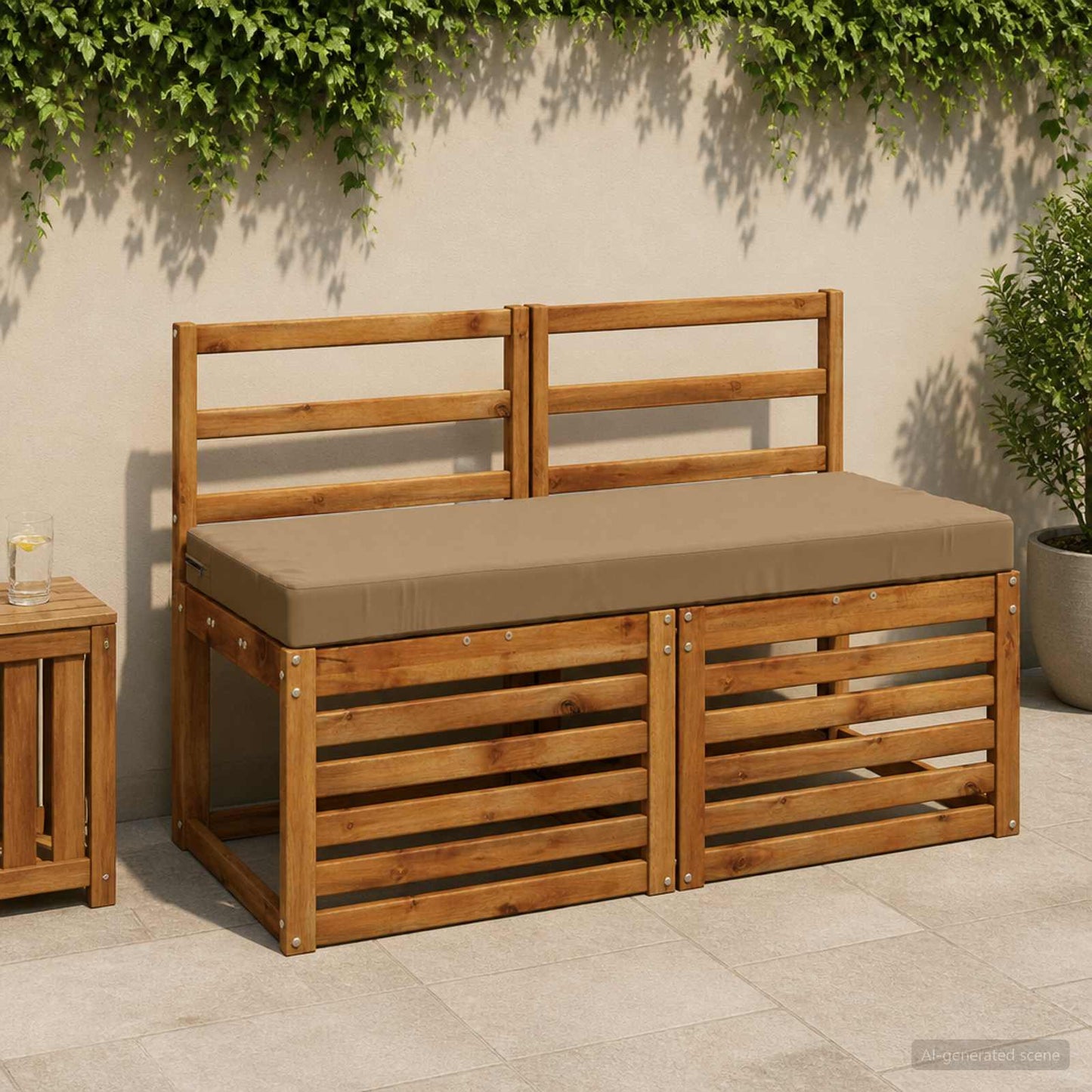 Bench Cushion SOEST 100% Polyester Taupe 110 x 50 x 8 cm