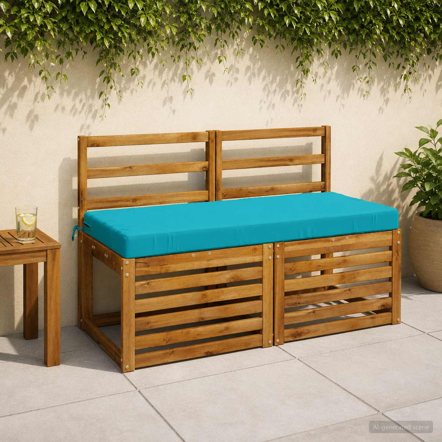 Bench Cushion SOEST 100% Polyester Turquoise 110 x 50 x 8 cm