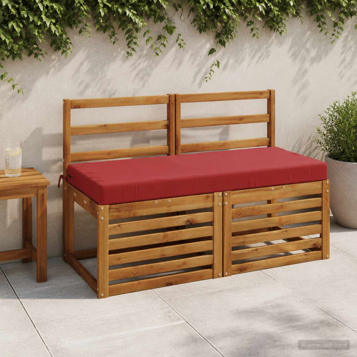 Bench Cushions SOEST 2 pcs 100% Polyester Wine Red