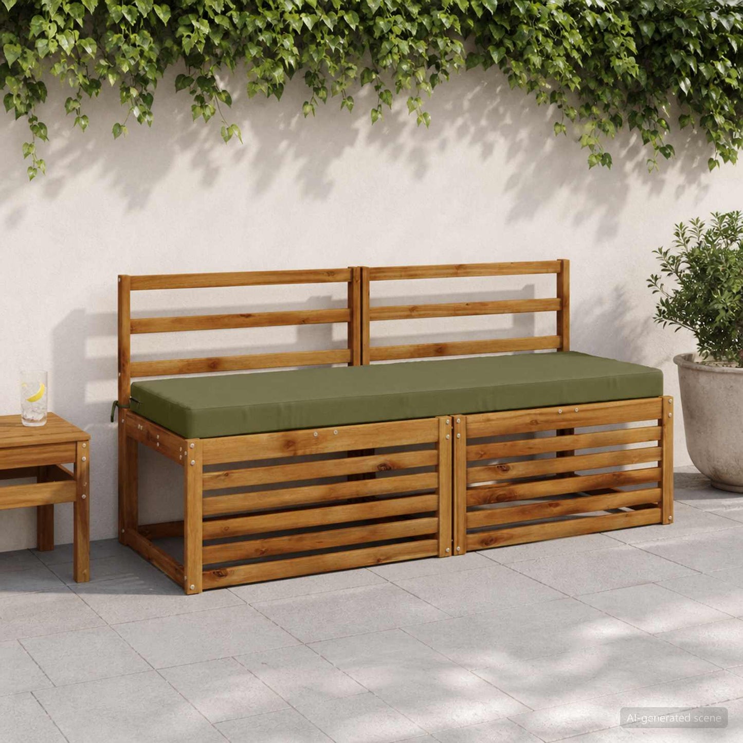 Bench Cushion SOEST 100% Polyester Olive Green 150 x 50 x 8 cm