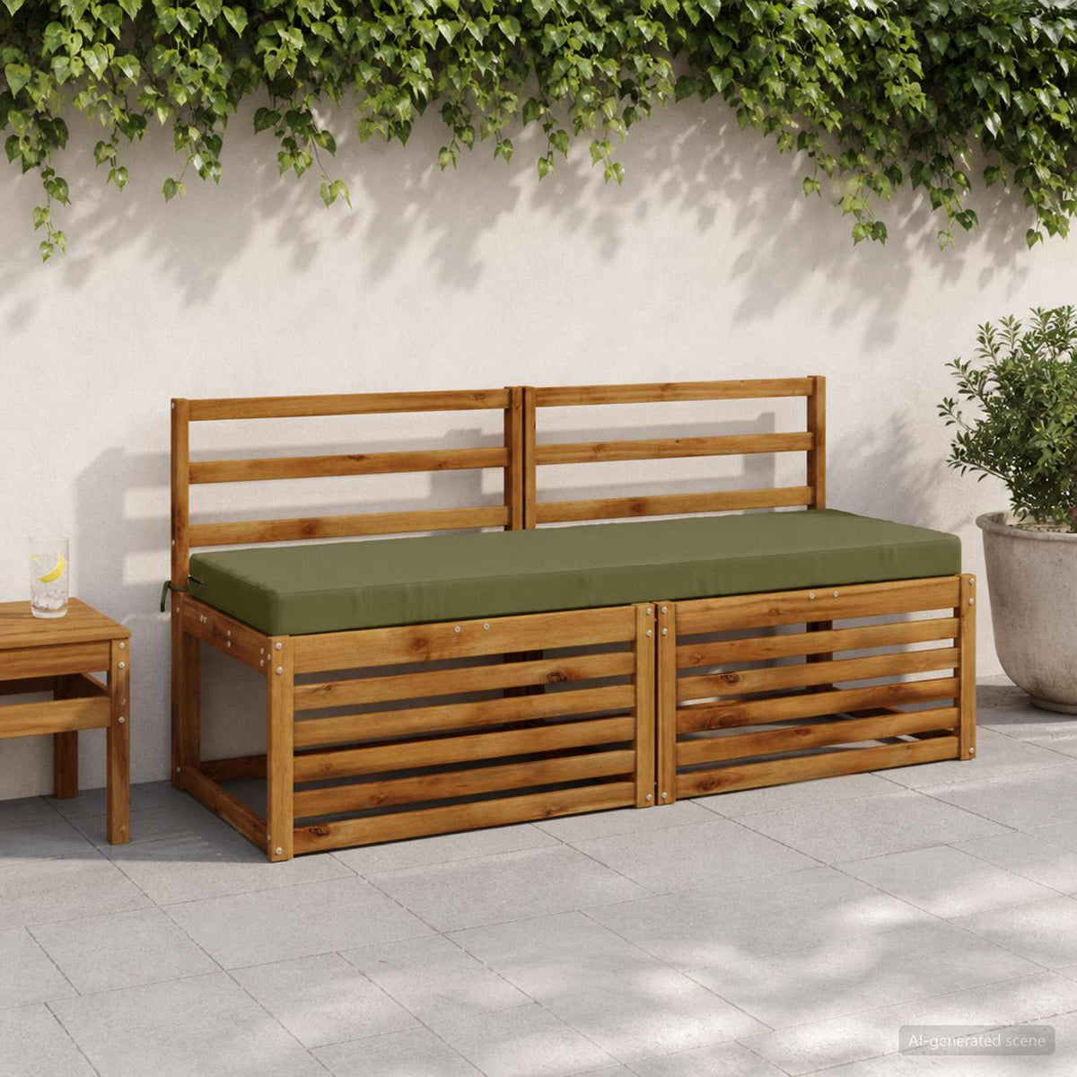 Bench Cushions SOEST 2 pcs 100% Polyester Olive Green