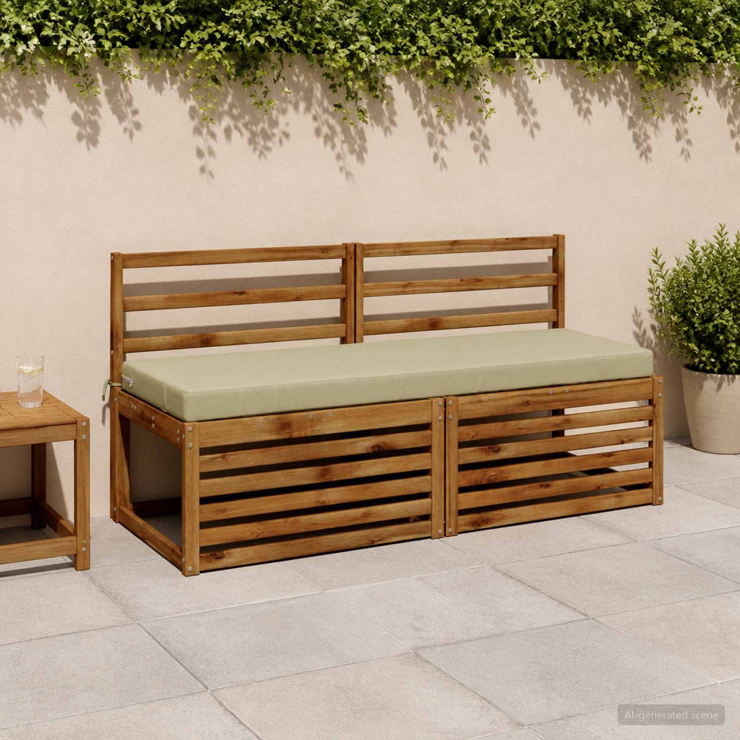 Bench Cushion SOEST 100% Polyester Light Green 140 x 50 x 8 cm