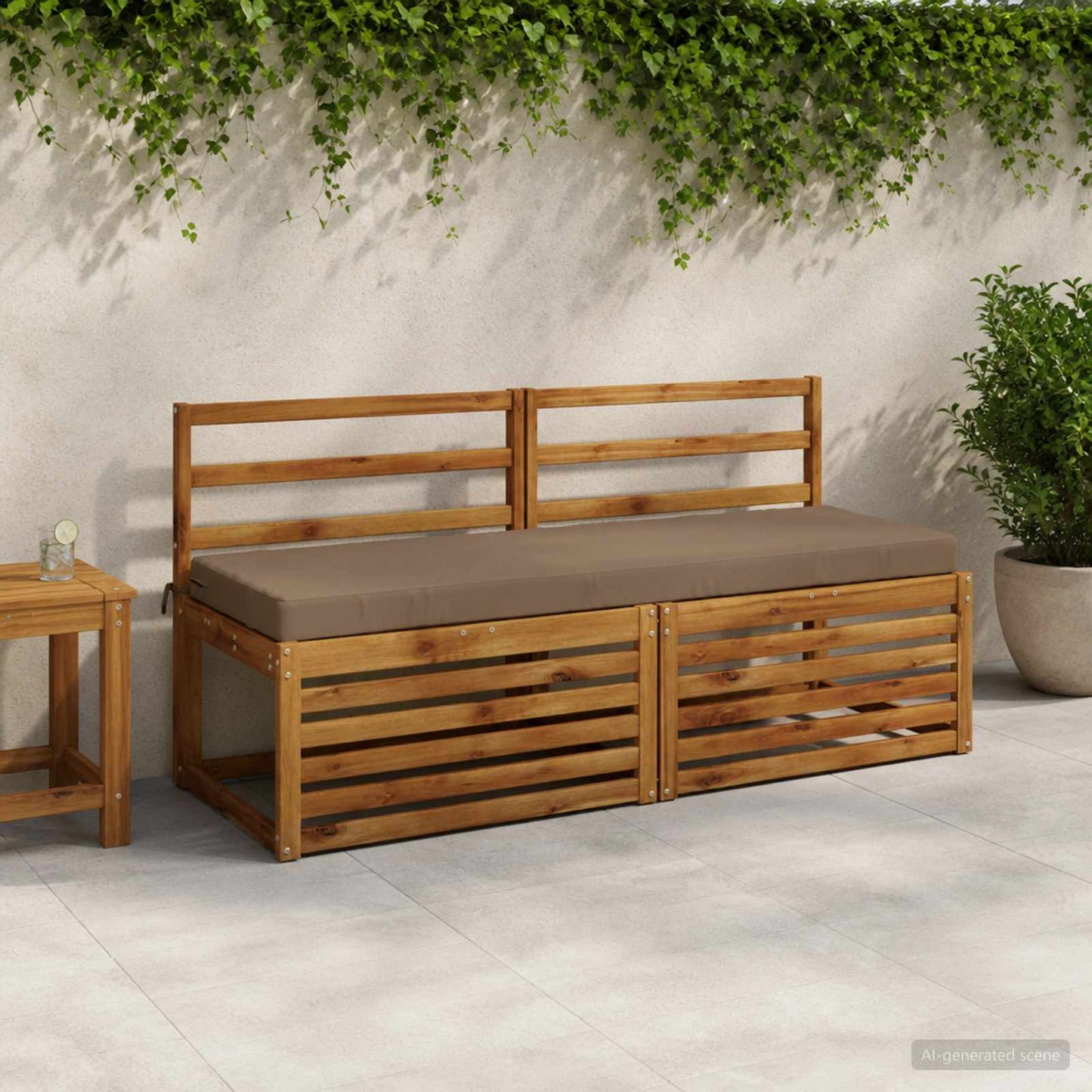 2-Piece Bench Cushions SOEST 2 pcs 100% Polyester Taupe