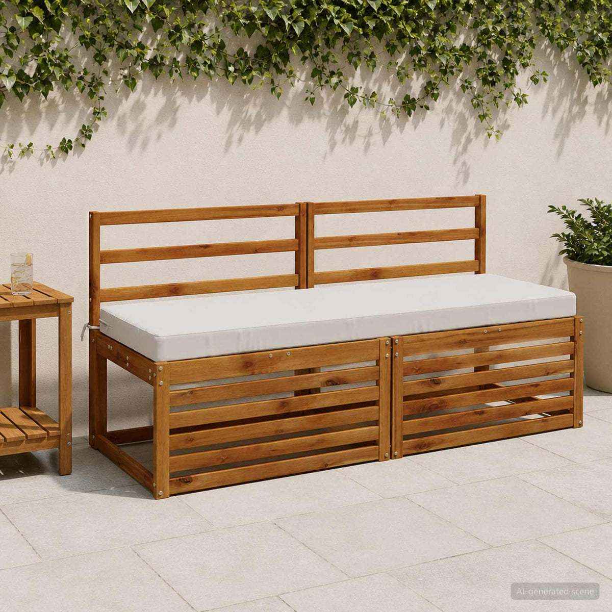 Bench Cushions SOEST 2 pcs 100% Polyester White 150 x 50 x 8 cm