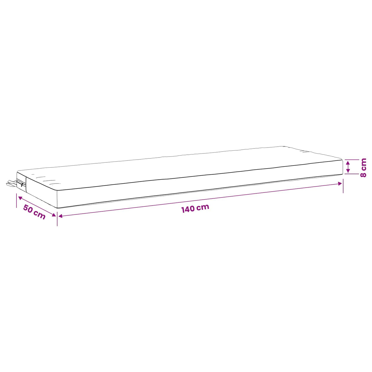 Bench Cushion SOEST 100% Polyester White 140 x 50 x 8 cm