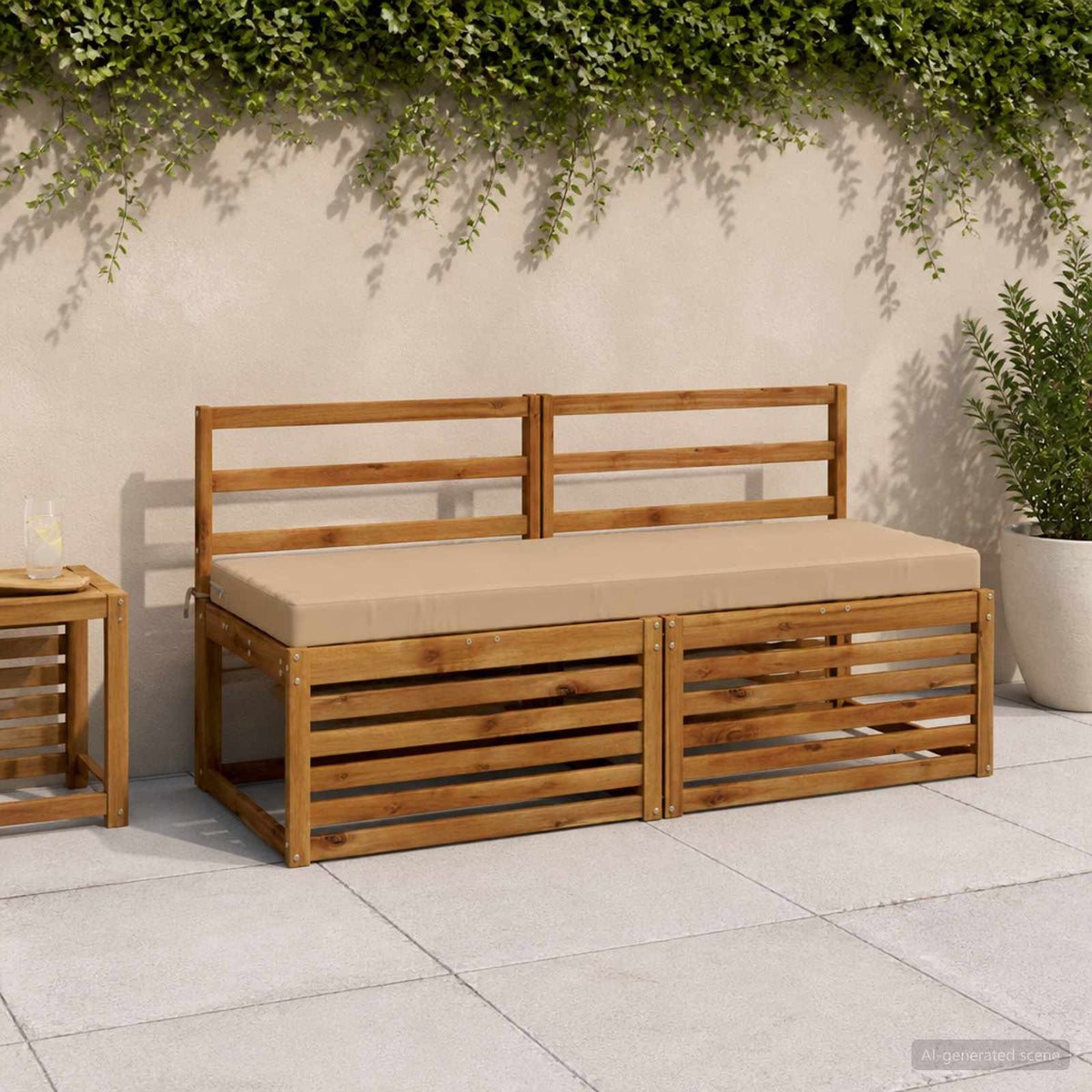 Bench Cushions SOEST 2 pcs 100% Polyester Sand 150 x 50 x 8 cm