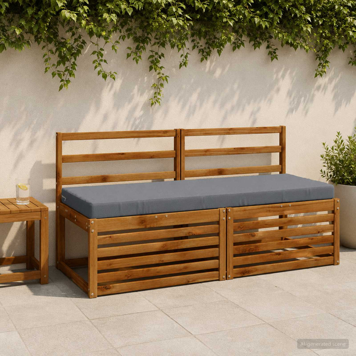 Bench Cushion SOEST 100% Polyester Blue 140 x 50 x 8 cm