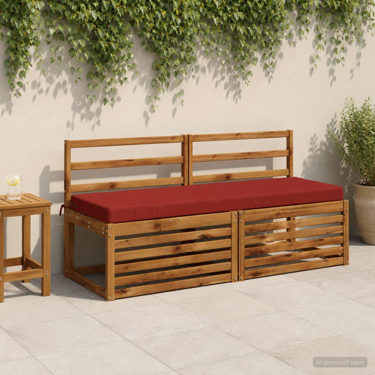 Bench Cushion SOEST 100% Polyester Red 140 x 50 x 8 cm