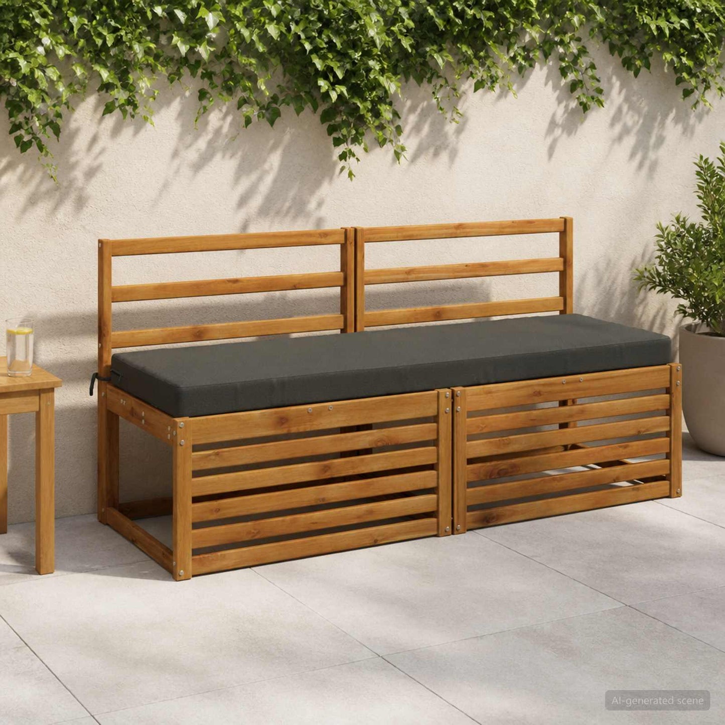 Bench Cushion SOEST 100% Polyester Anthracite 150 x 50 x 8 cm