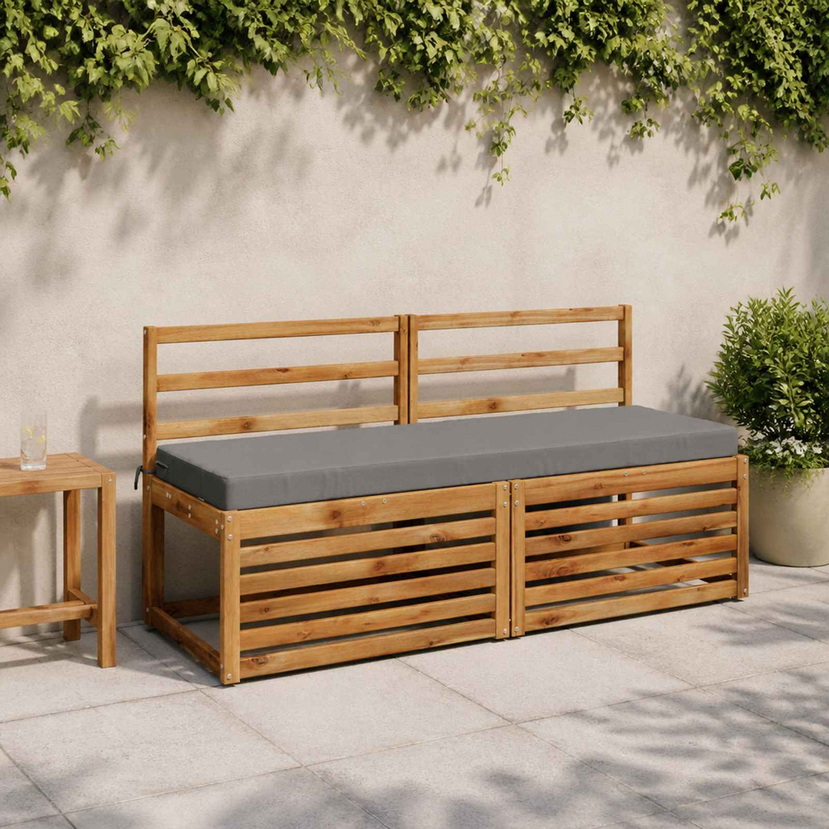 Bench Cushions SOEST 2 pcs 100% Polyester Grey 150 x 50 x 8 cm