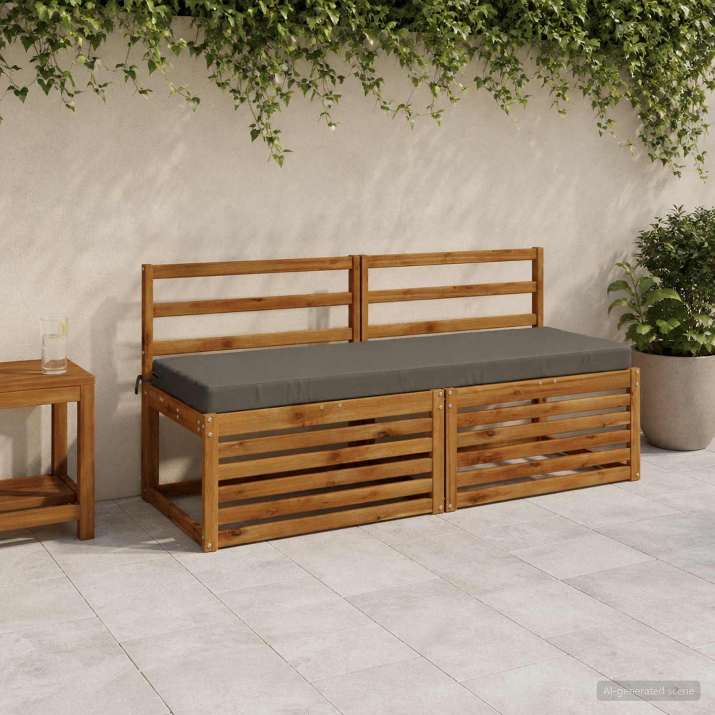 Bench Cushion SOEST 100% Polyester Grey 150 x 50 x 8 cm