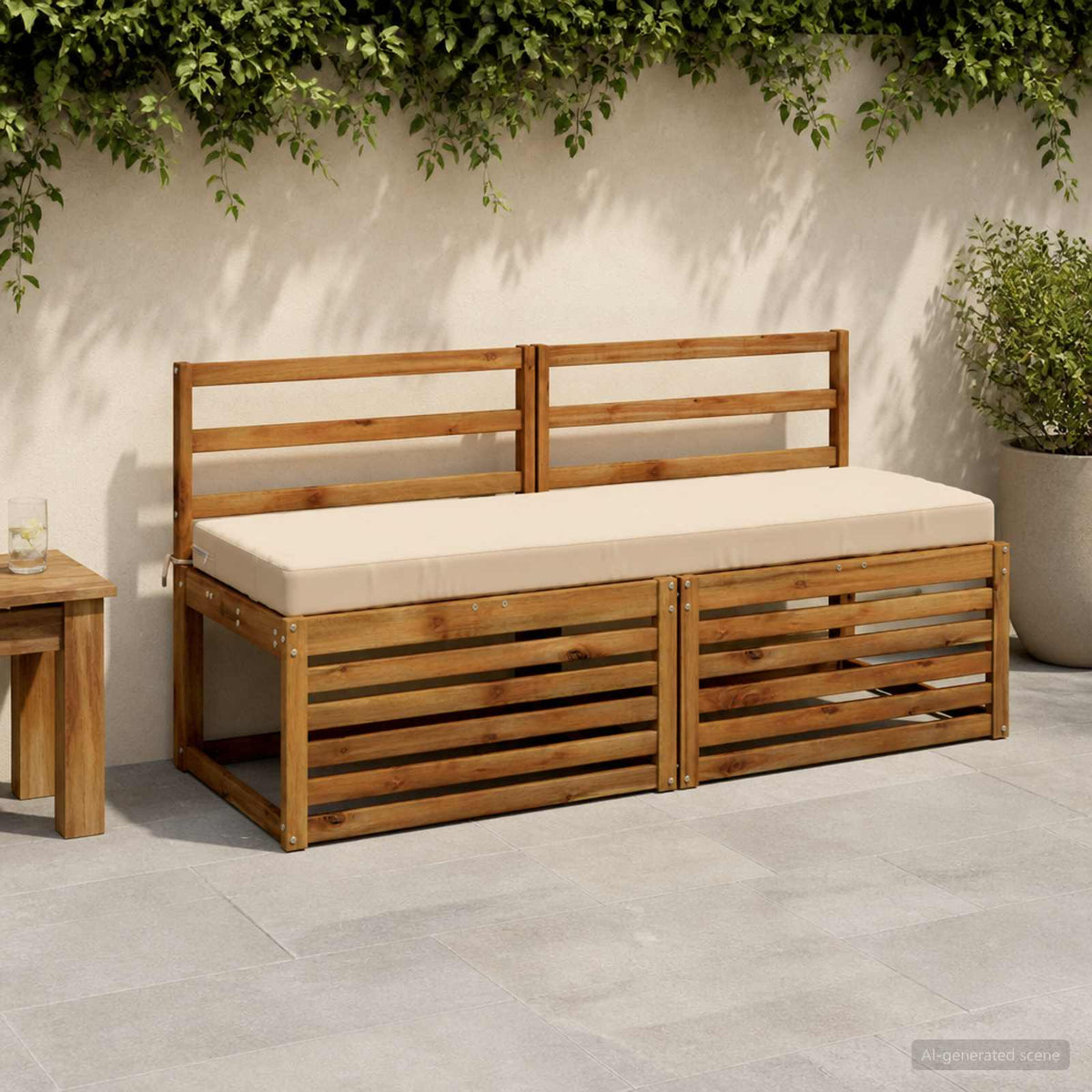 Bench Cushion SOEST 100% Polyester Cream 140 x 50 x 8 cm