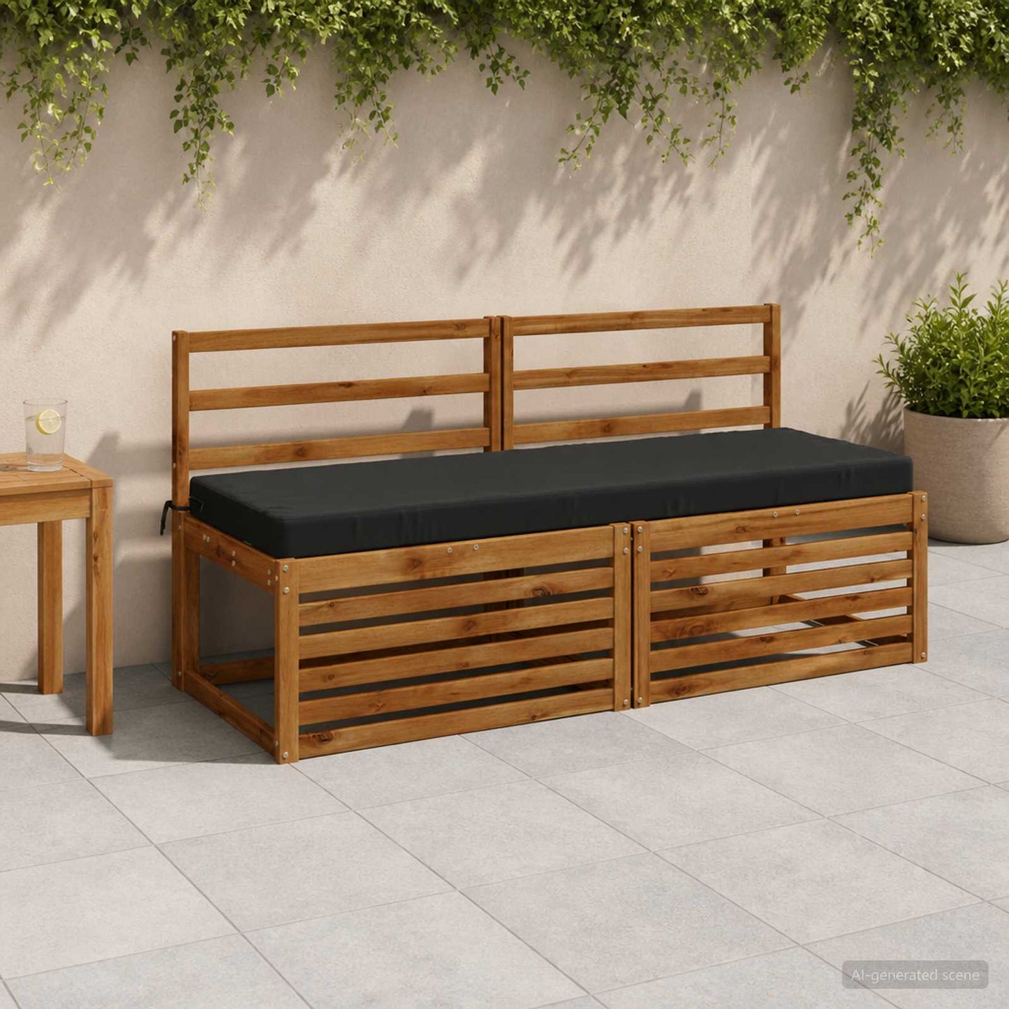 Bench Cushion SOEST 100% Polyester Anthracite 150 x 50 x 8 cm