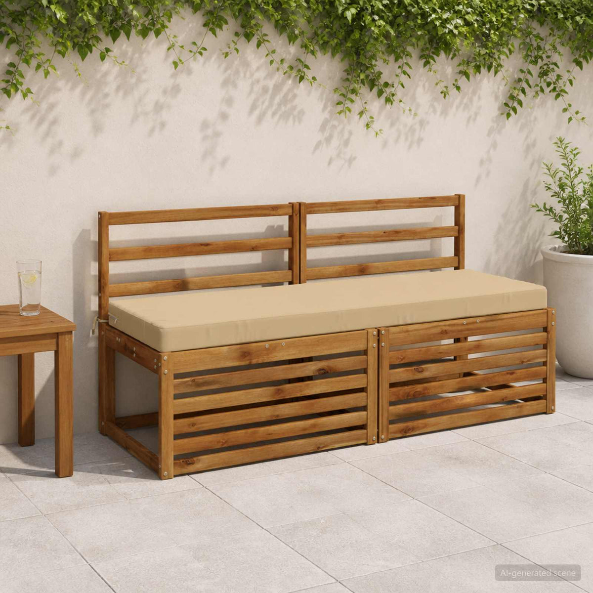 Bench Cushions SOEST 2 pcs 100% Polyester Beige 140 x 50 x 8 cm