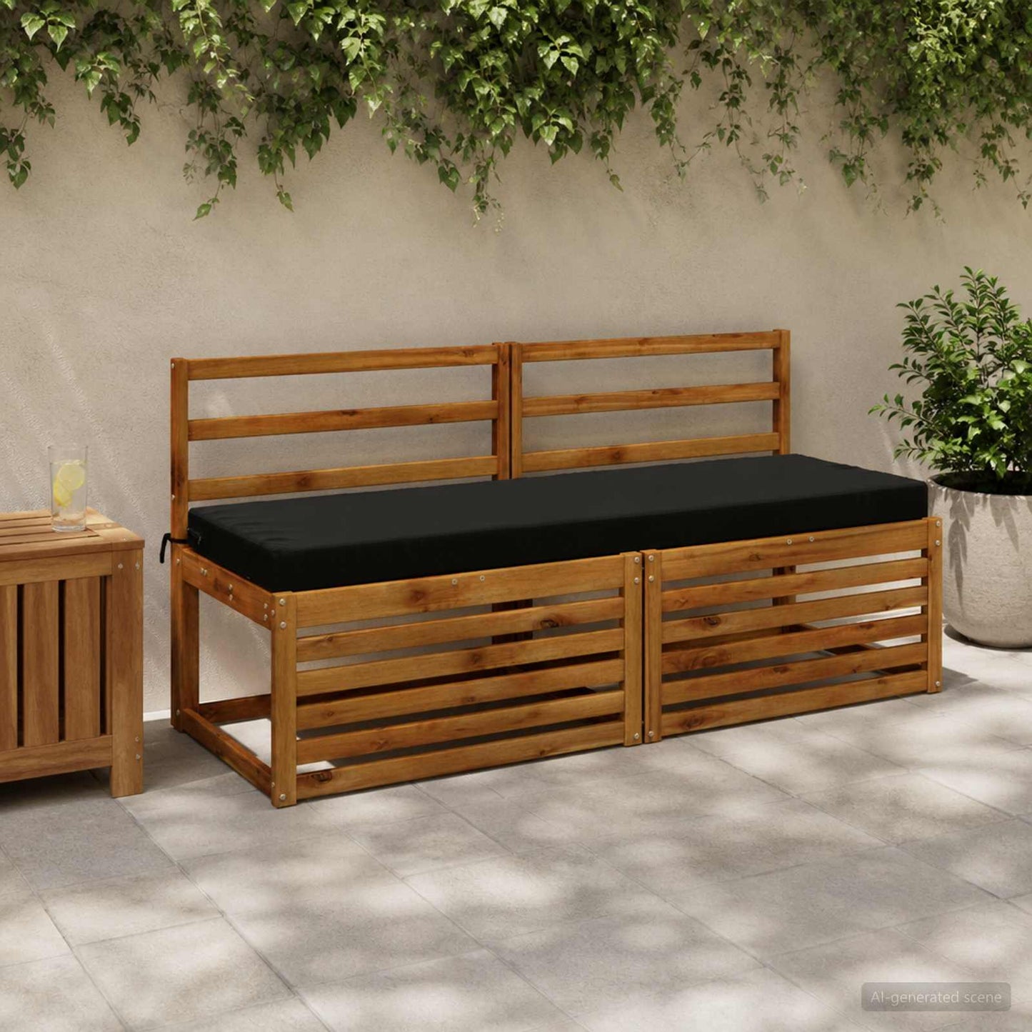 Bench Cushion SOEST 100% Polyester Black 140 x 50 x 8 cm