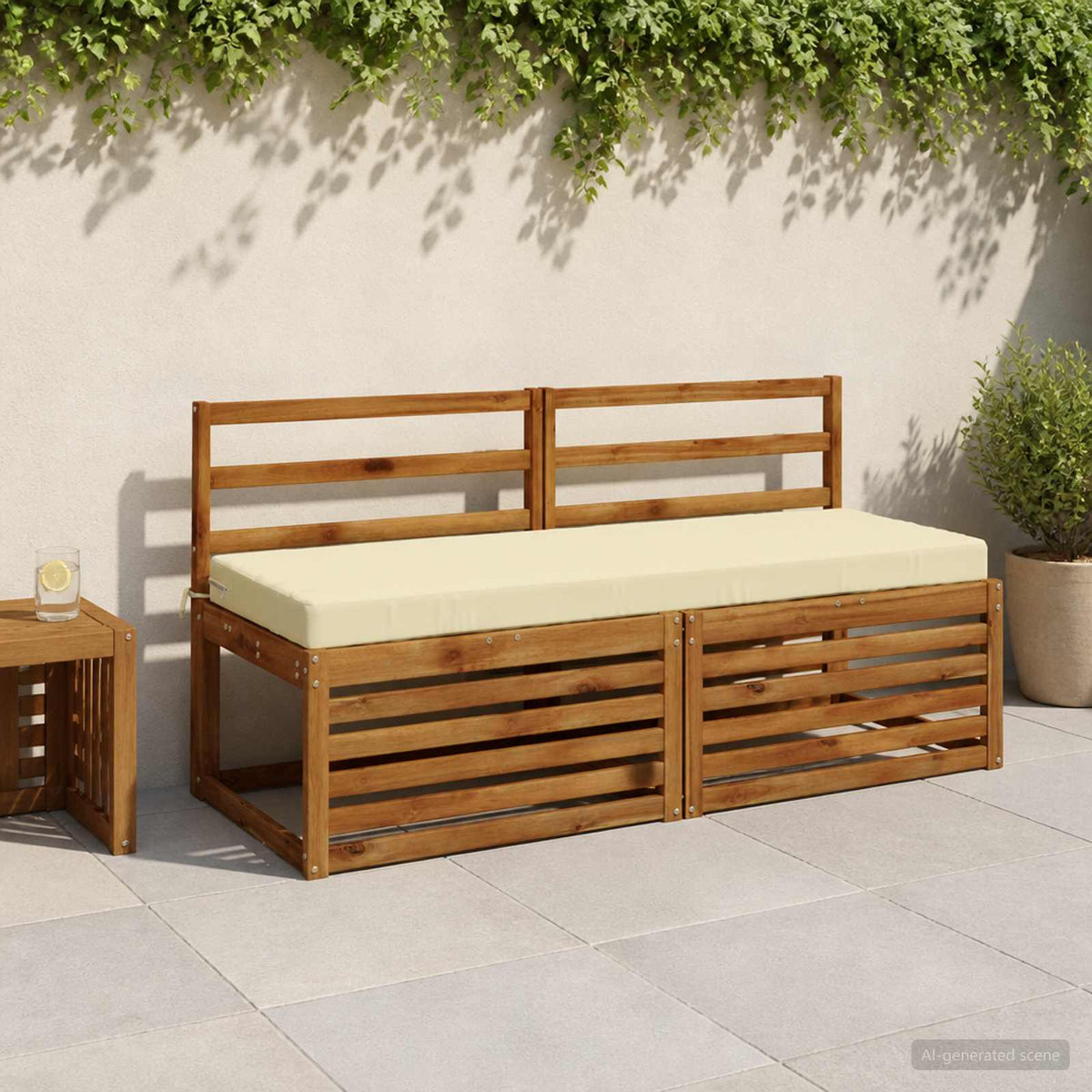 Bench Cushion SOEST 100% Polyester Cream 150 x 50 x 8 cm