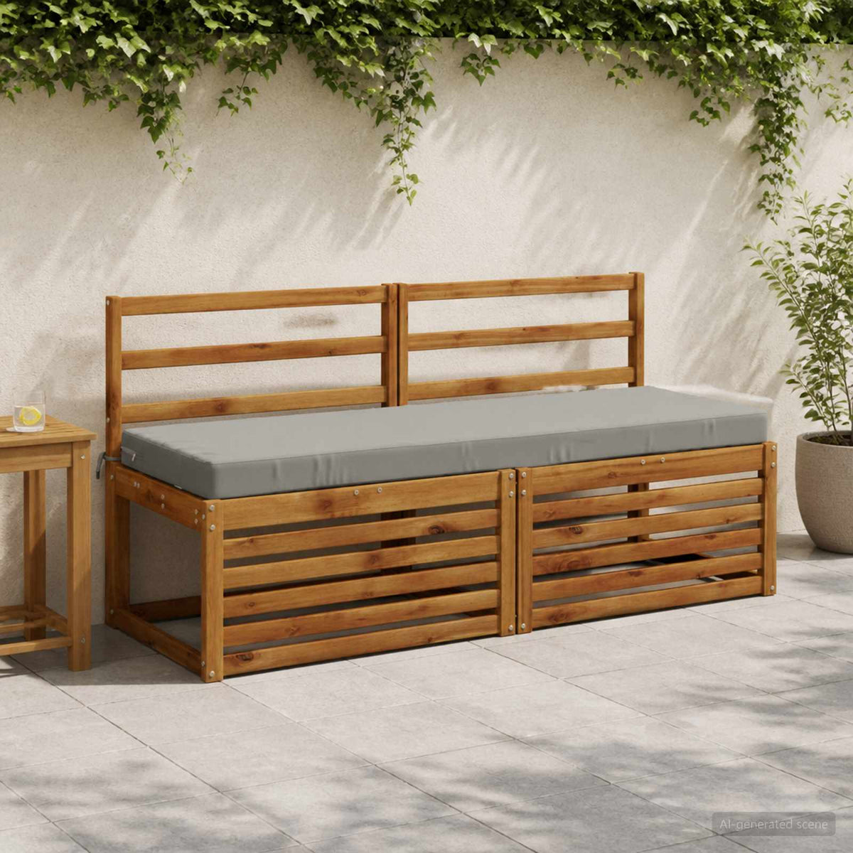 Bench Cushion SOEST 100% Polyester Grey 150 x 50 x 8 cm