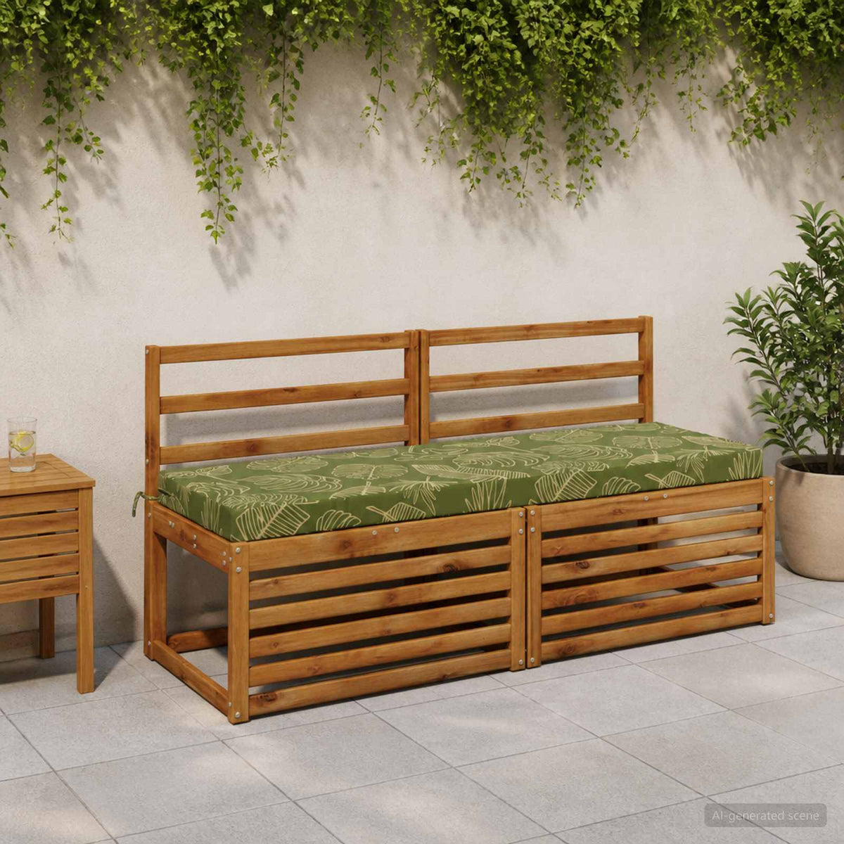 Bench Cushion SOEST 100% Polyester Leaf Design 150 x 50 x 8 cm