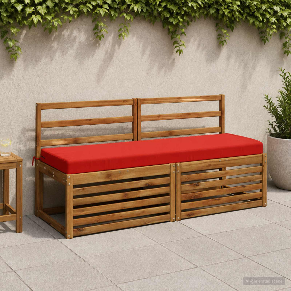 Bench Cushion SOEST 100% Polyester Red 150 x 50 x 8 cm