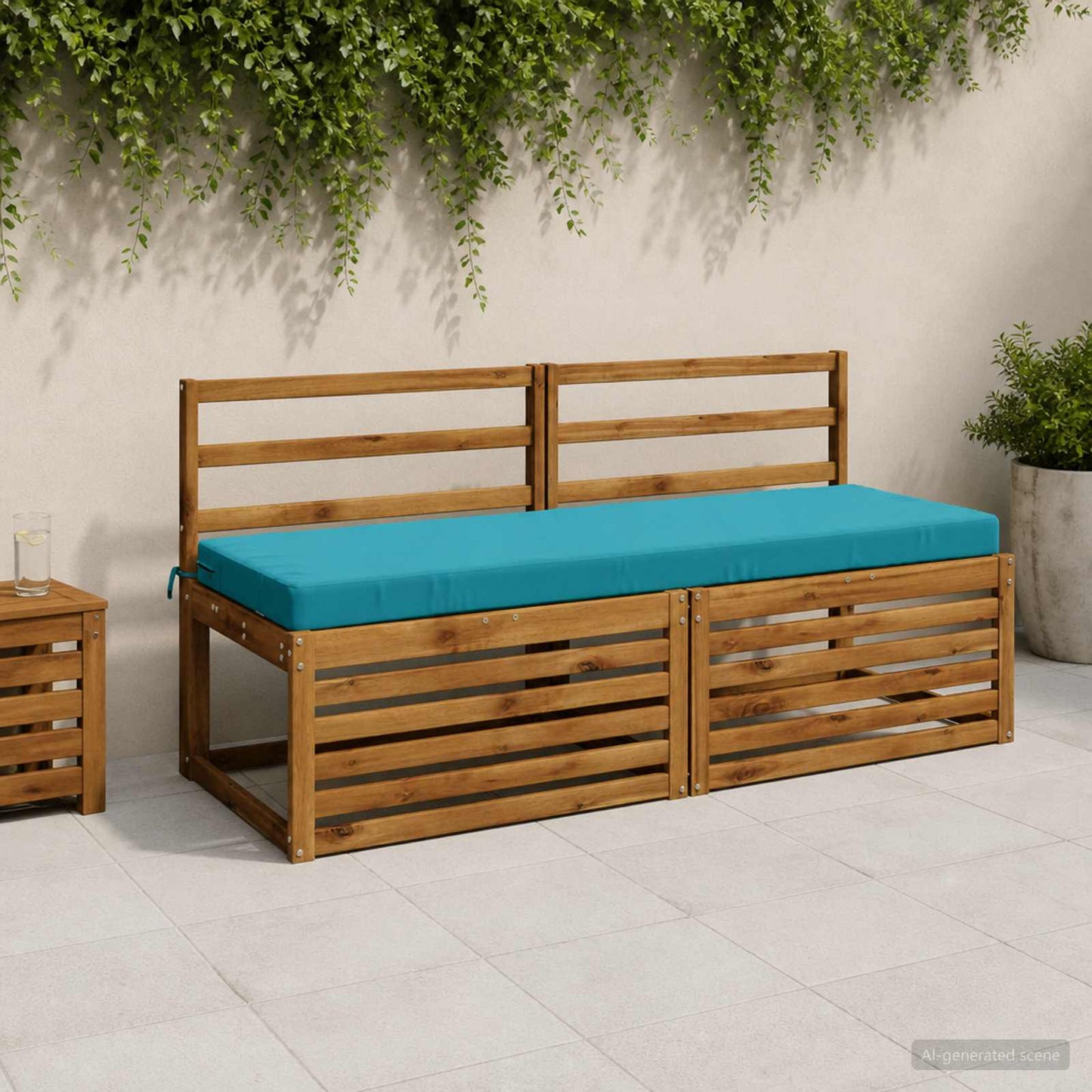 Bench Cushion SOEST 100% Polyester Turquoise 140 x 50 x 8 cm