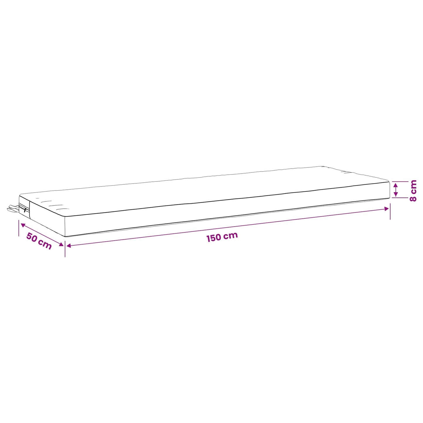 Bench Cushion SOEST 100% Polyester Grey 150 x 50 x 8 cm