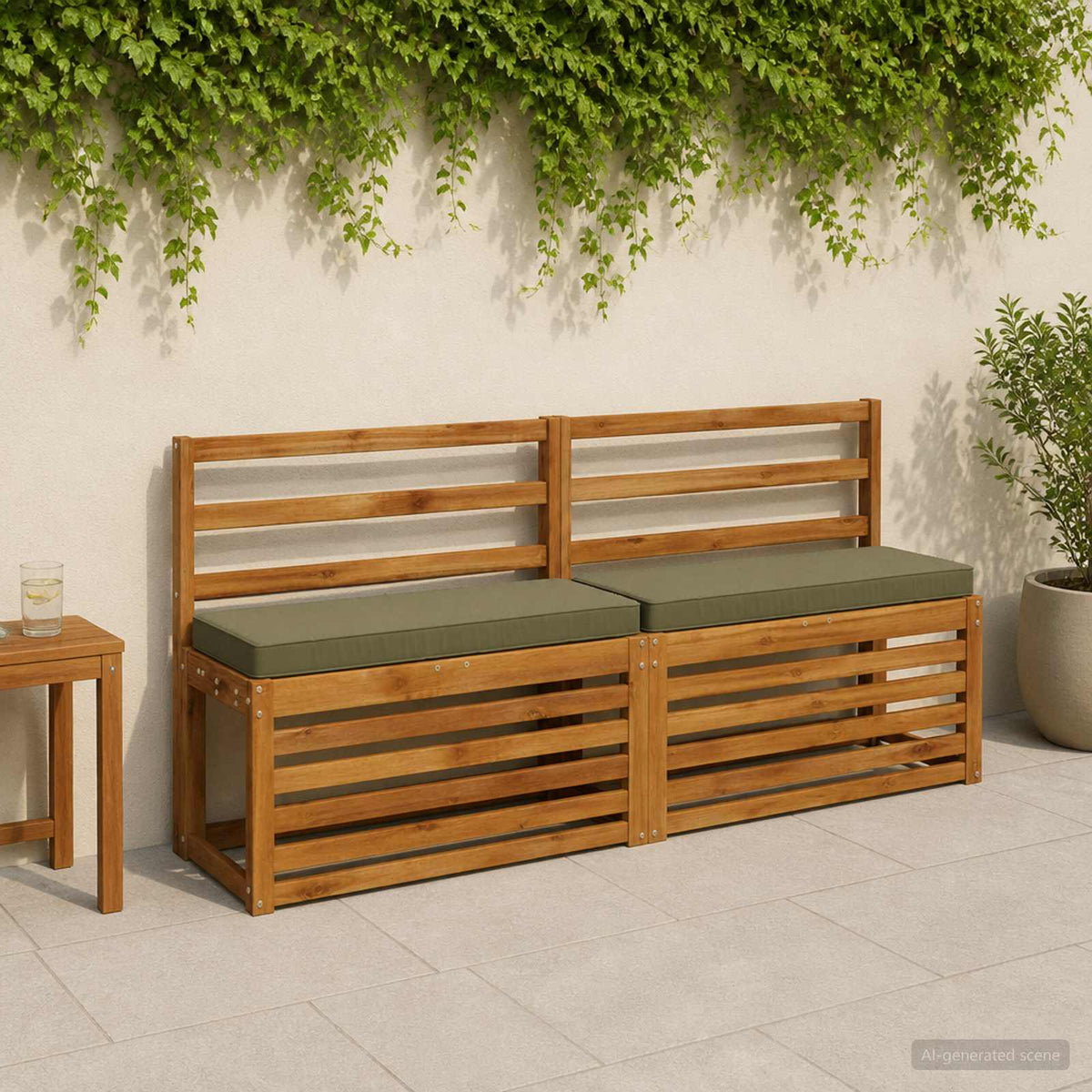 2-Piece Bench Cushions VUGHT 2 pcs 100% Polyester Olive Green