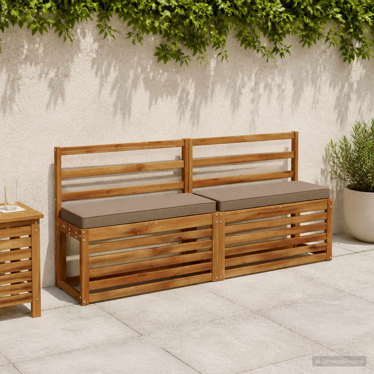1-Piece Bench Cushion VUGHT 100% Polyester Taupe 80 x 40 x 5 cm