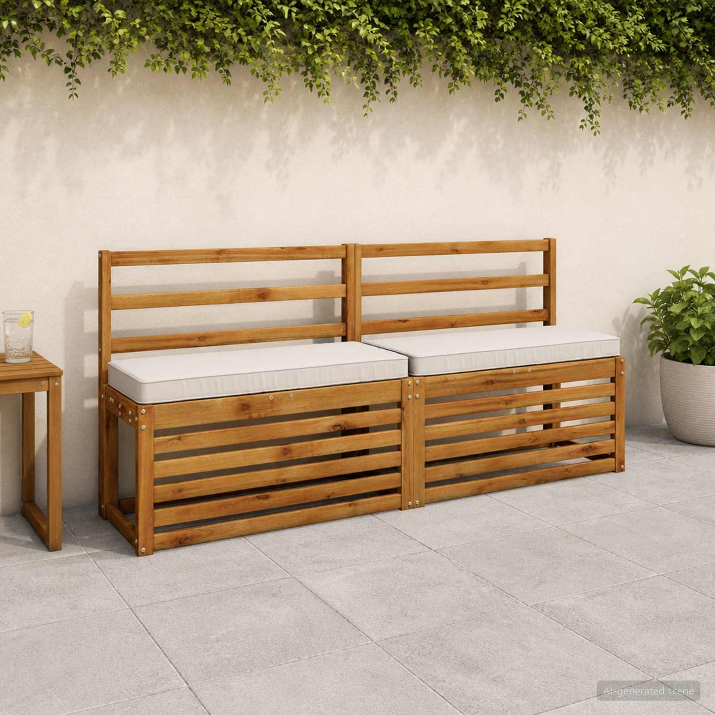 1-Piece Bench Cushion VUGHT 100% Polyester White 60 x 30 x 5 cm