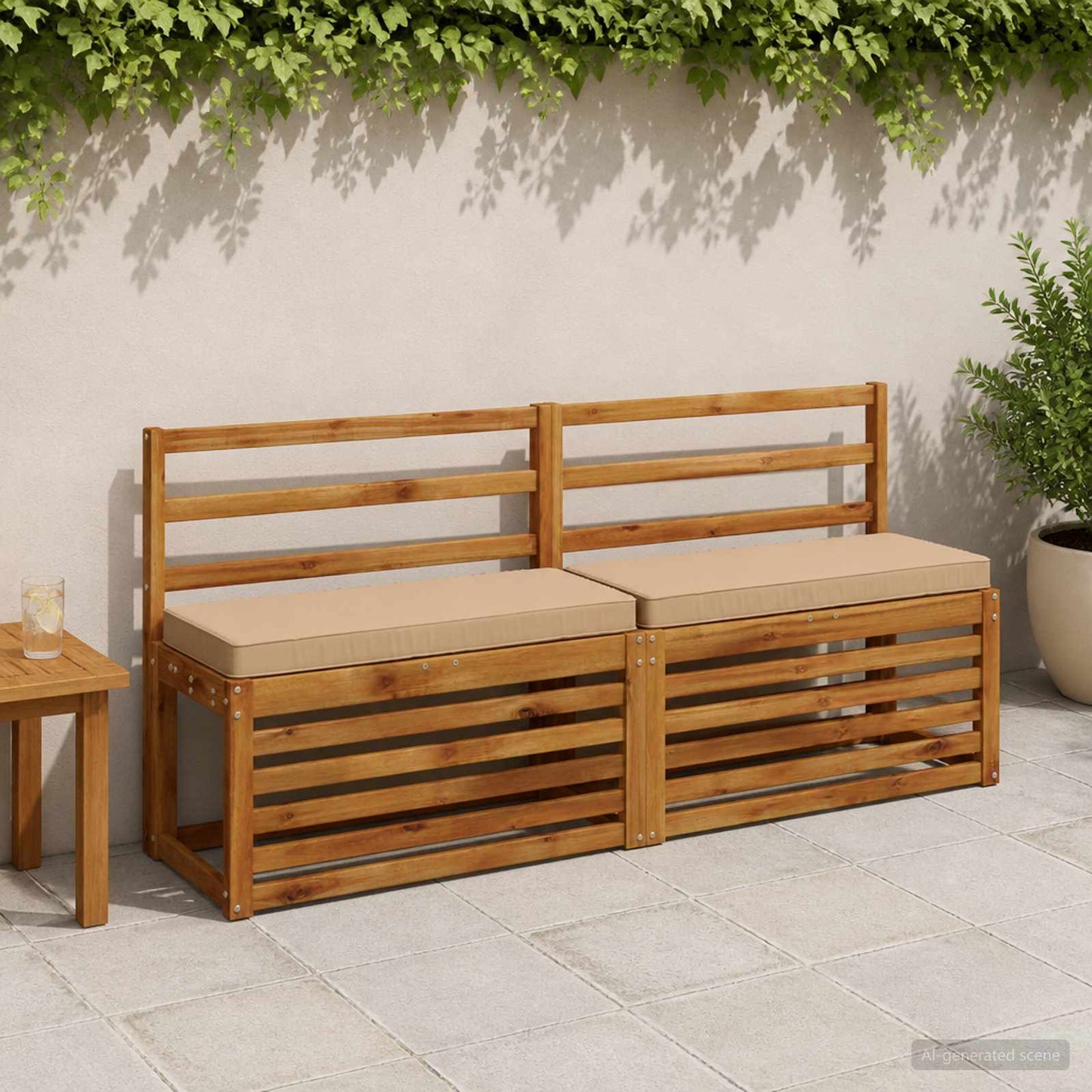 2-Piece Bench Cushions VUGHT 2 pcs 100% Polyester Sand