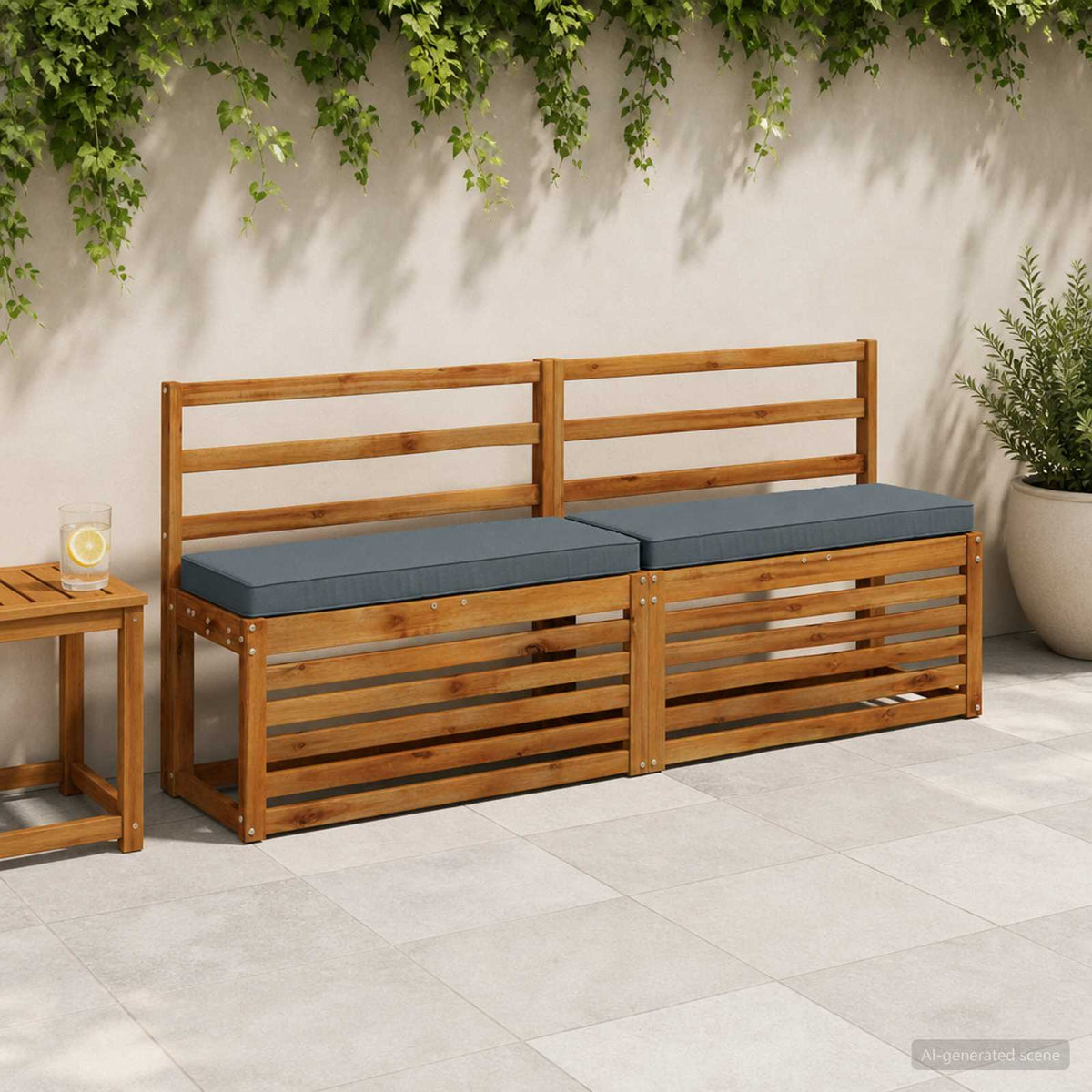 2-Piece Bench Cushions VUGHT 2 pcs 100% Polyester Blue