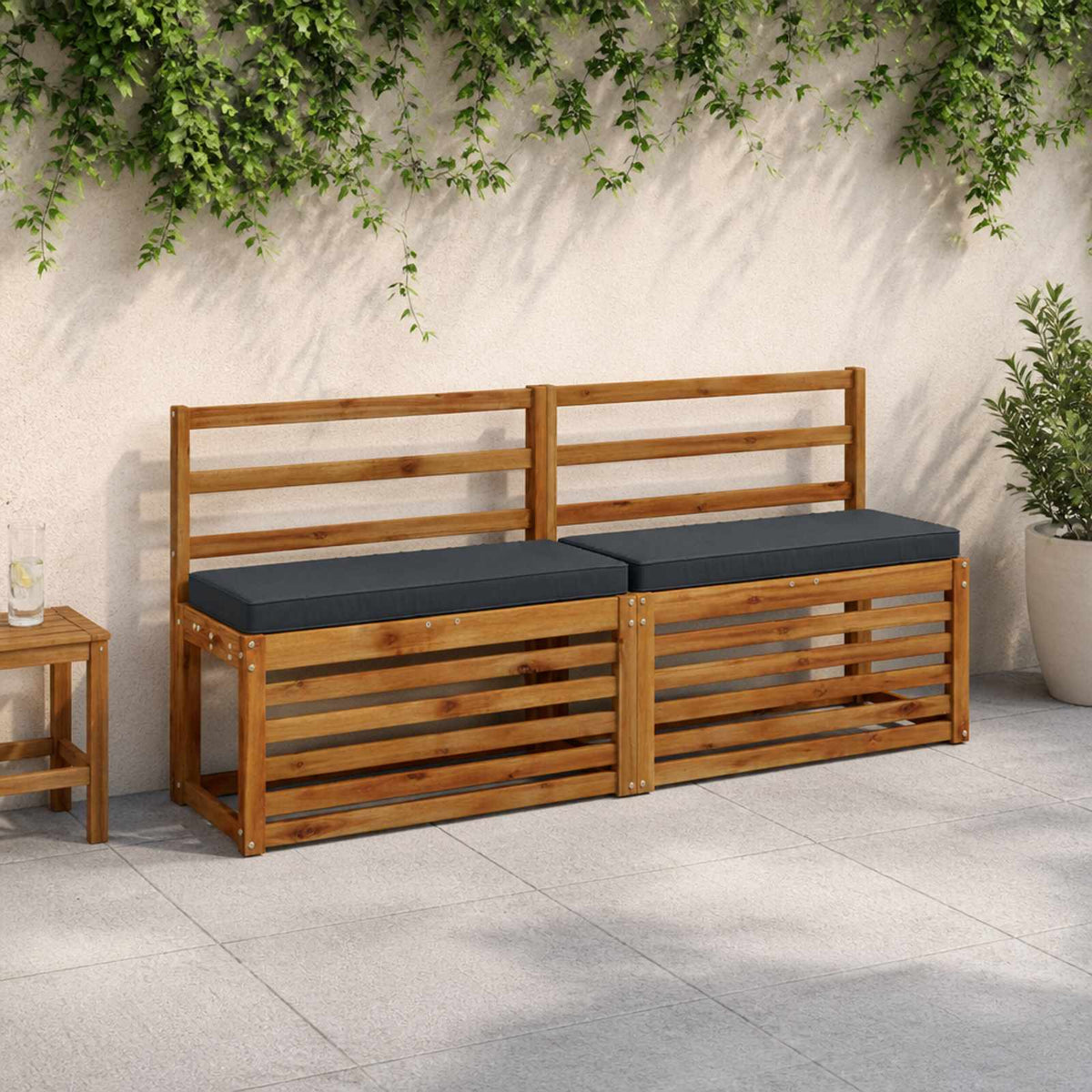 2-Piece Bench Cushions VUGHT 2 pcs 100% Polyester Dark Blue