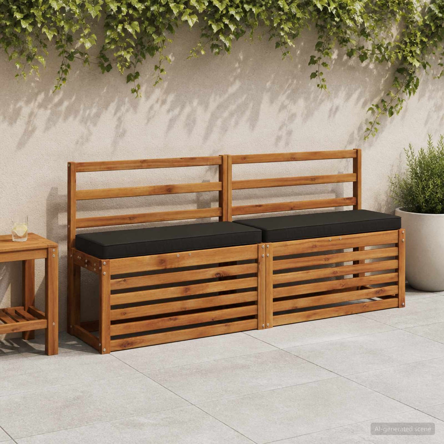 1-Piece Bench Cushion VUGHT 100% Polyester Black 60 x 30 x 5 cm