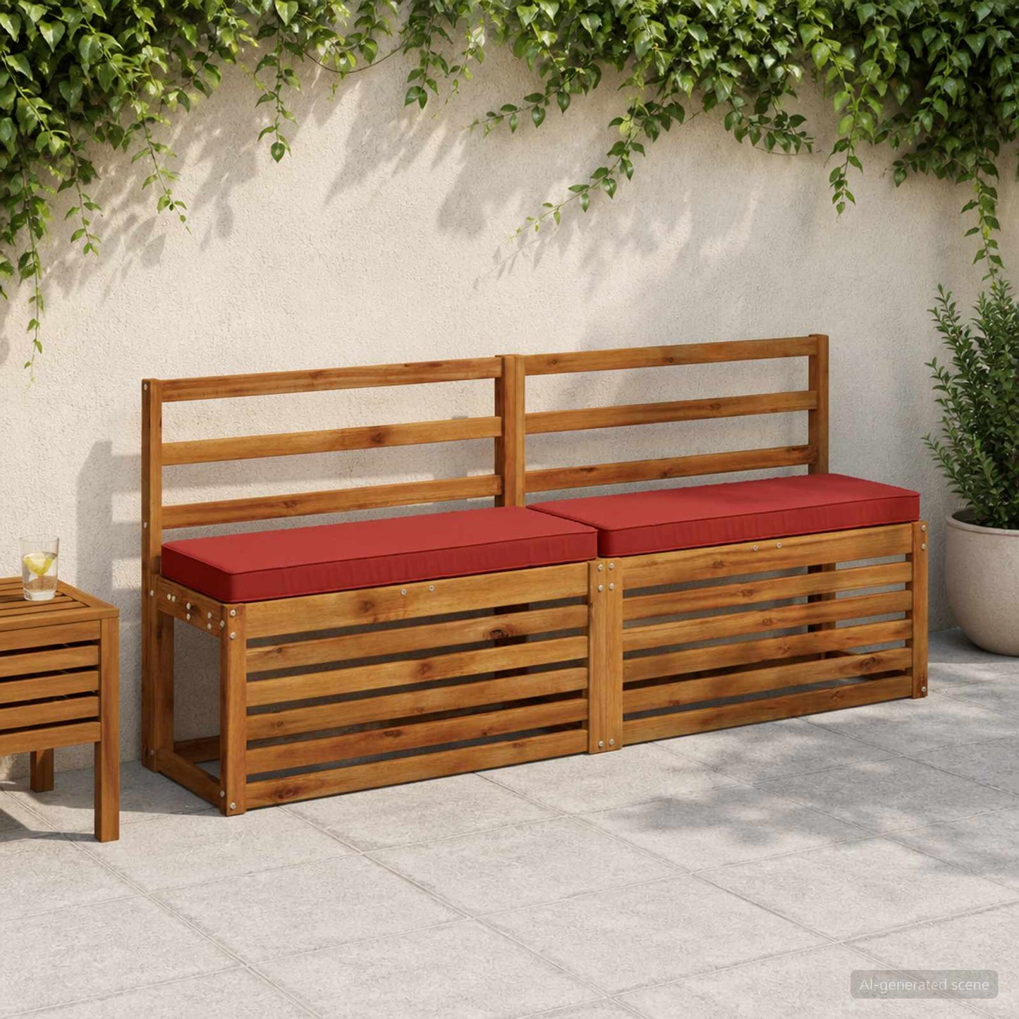 1-Piece Bench Cushion VUGHT 100% Polyester Red 80 x 40 x 5 cm