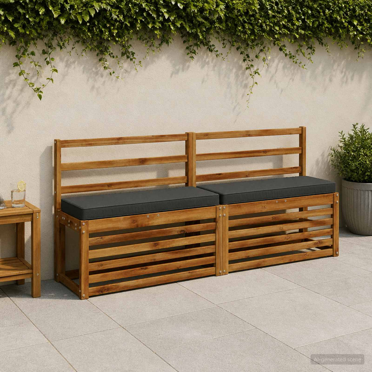 1-Piece Bench Cushion VUGHT 100% Polyester Anthracite