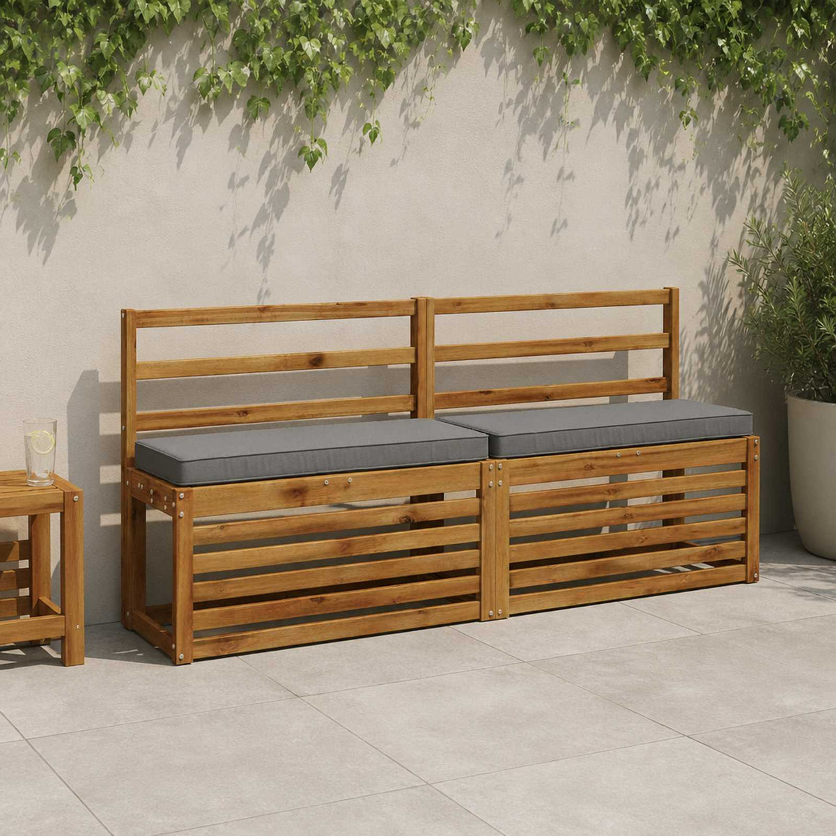 2-Piece Bench Cushions VUGHT 2 pcs 100% Polyester Grey