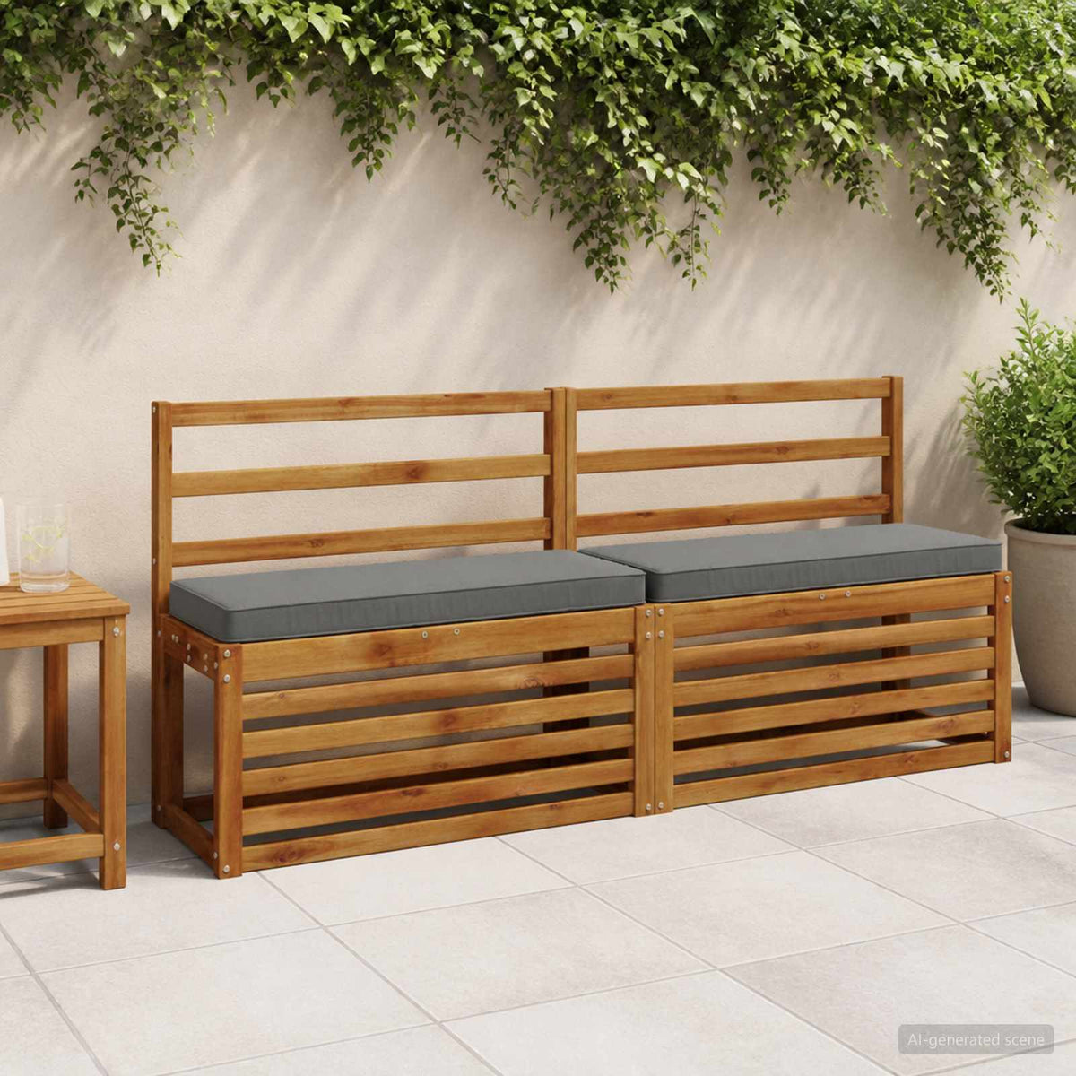 1-Piece Bench Cushion VUGHT 100% Polyester Grey 60 x 30 x 5 cm
