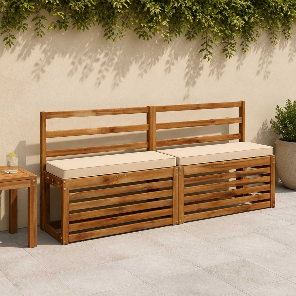 1-Piece Bench Cushion VUGHT 100% Polyester Cream 80 x 40 x 5 cm