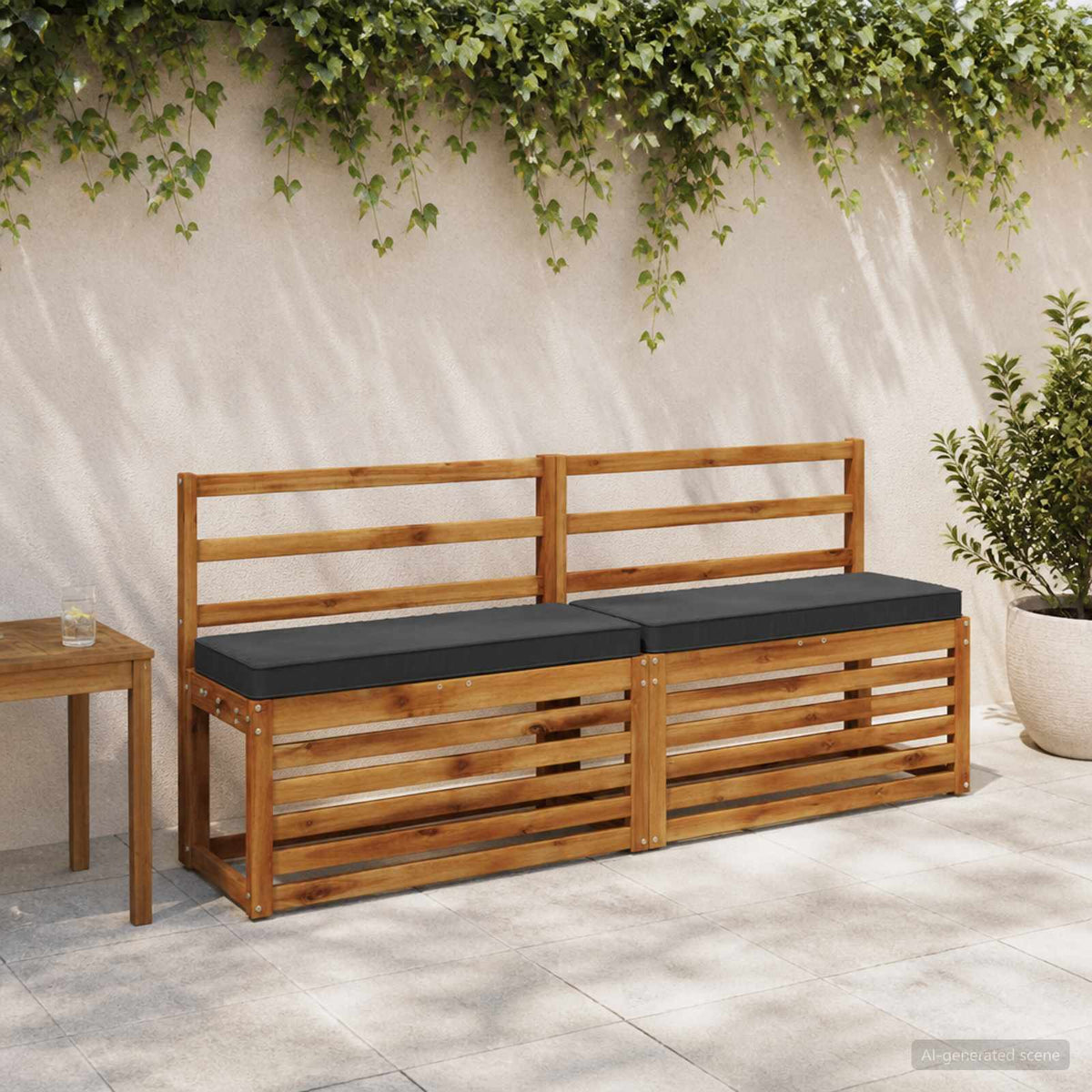 2-Piece Bench Cushions VUGHT 2 pcs 100% Polyester Anthracite
